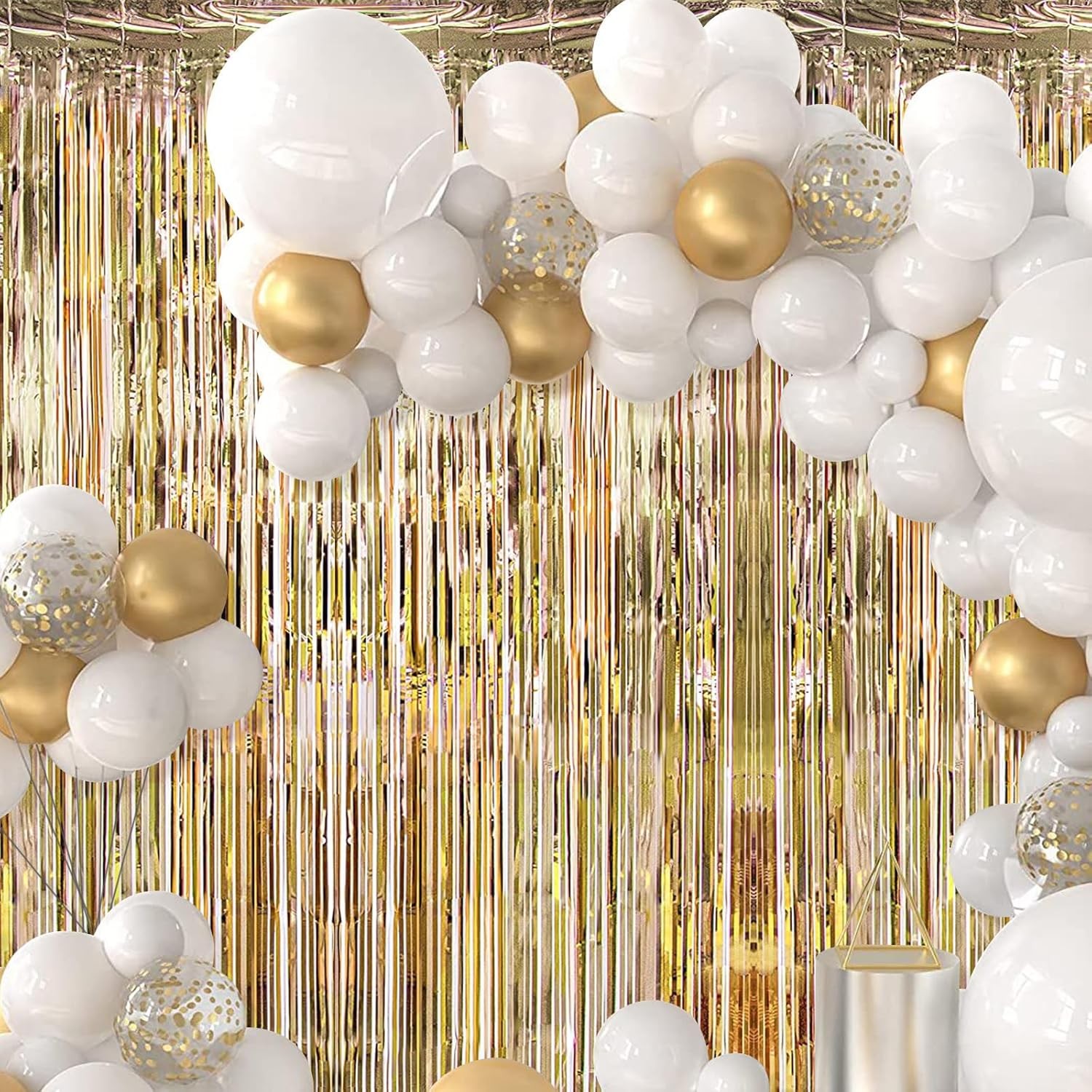 Perdea Franjurata, Model Decor Petrecere, pentru Fundal de Poze, Amenajare Colorata a Petrecerii, Dimensiune 100x200 cm, Gold Sampanie [2]