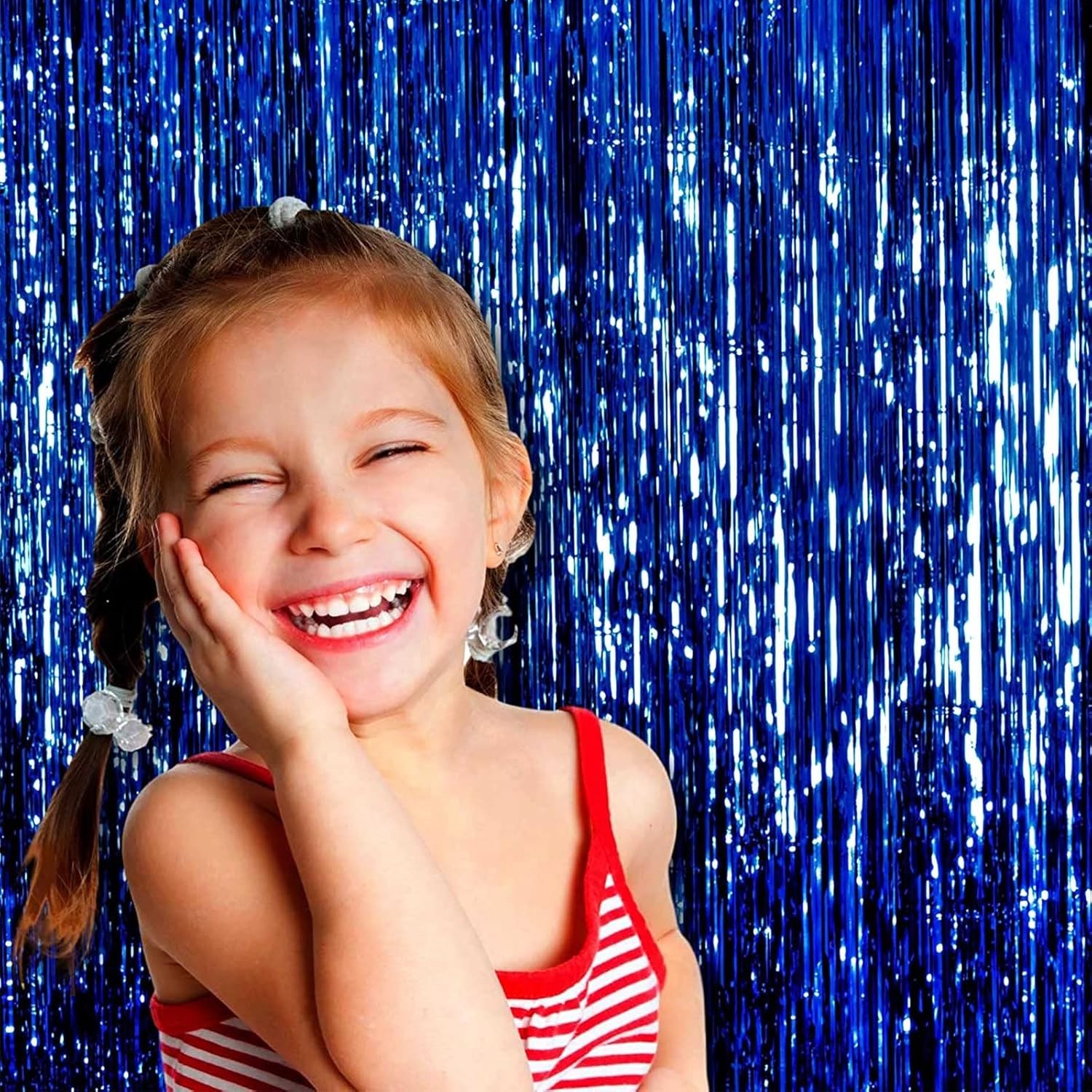 Perdea Franjurata, Model Decor Petrecere, pentru Fundal de Poze, Amenajare Colorata a Petrecerii, Dimensiune 100x200 cm, Albastru Inchis [2]