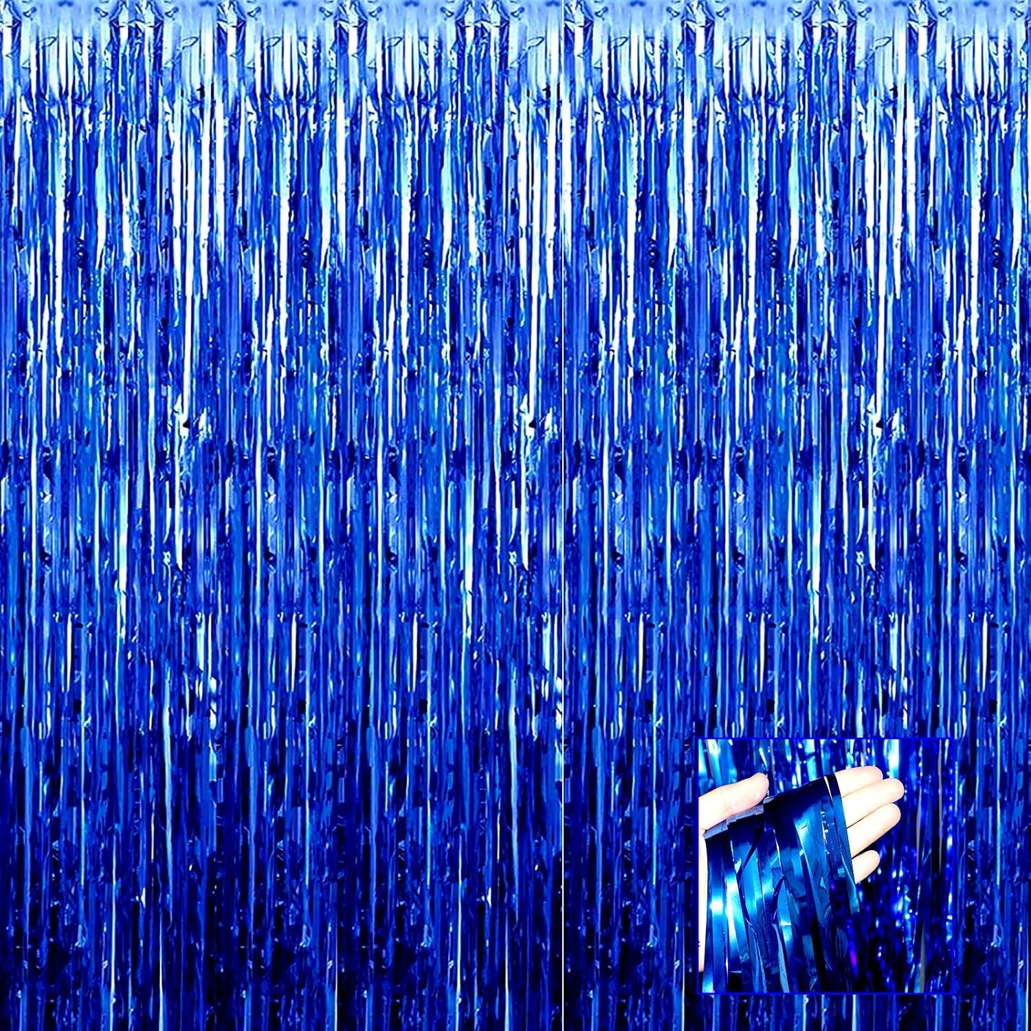 Perdea Franjurata, Model Decor Petrecere, pentru Fundal de Poze, Amenajare Colorata a Petrecerii, Dimensiune 100x200 cm, Albastru Inchis [6]