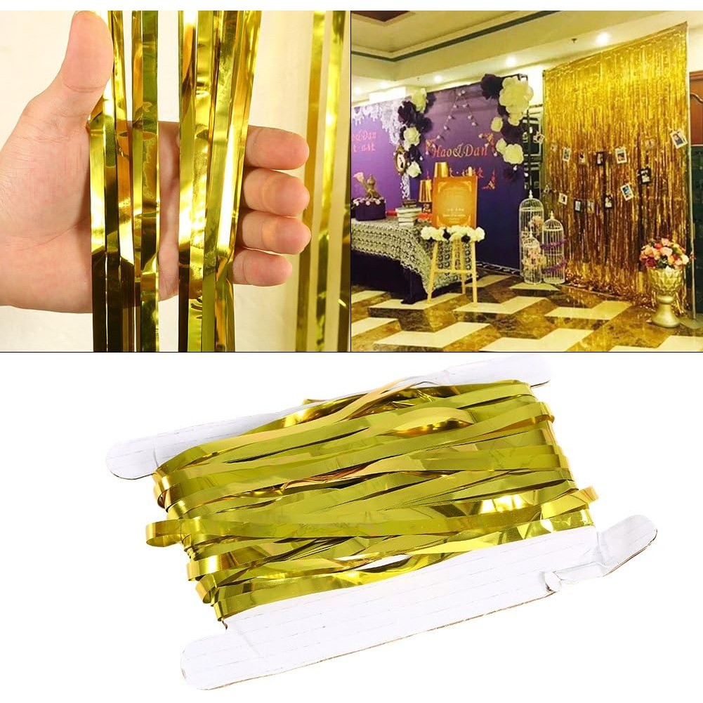 Perdea Franjurata, Model Decor Petrecere, pentru Fundal de Poze, Amenajare Colorata a Petrecerii, Dimensiune 100x200 cm, Gold [4]