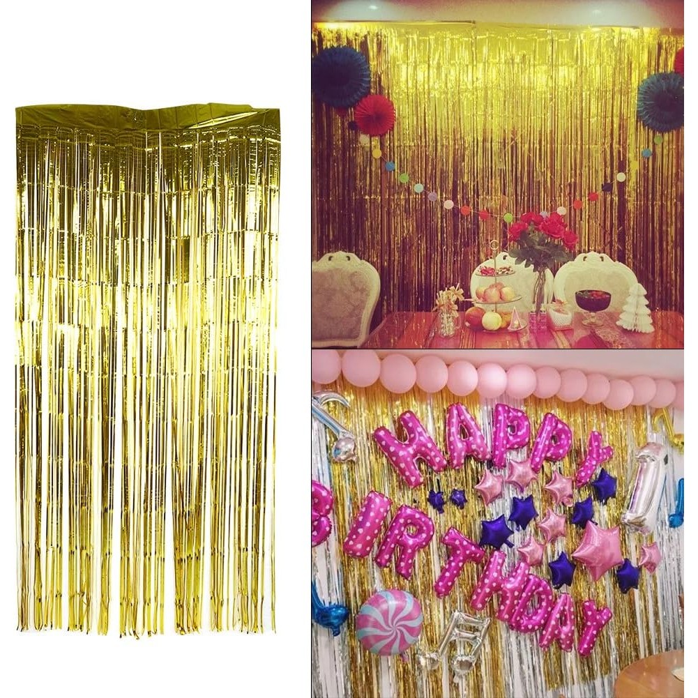 Perdea Franjurata, Model Decor Petrecere, pentru Fundal de Poze, Amenajare Colorata a Petrecerii, Dimensiune 100x200 cm, Gold [7]