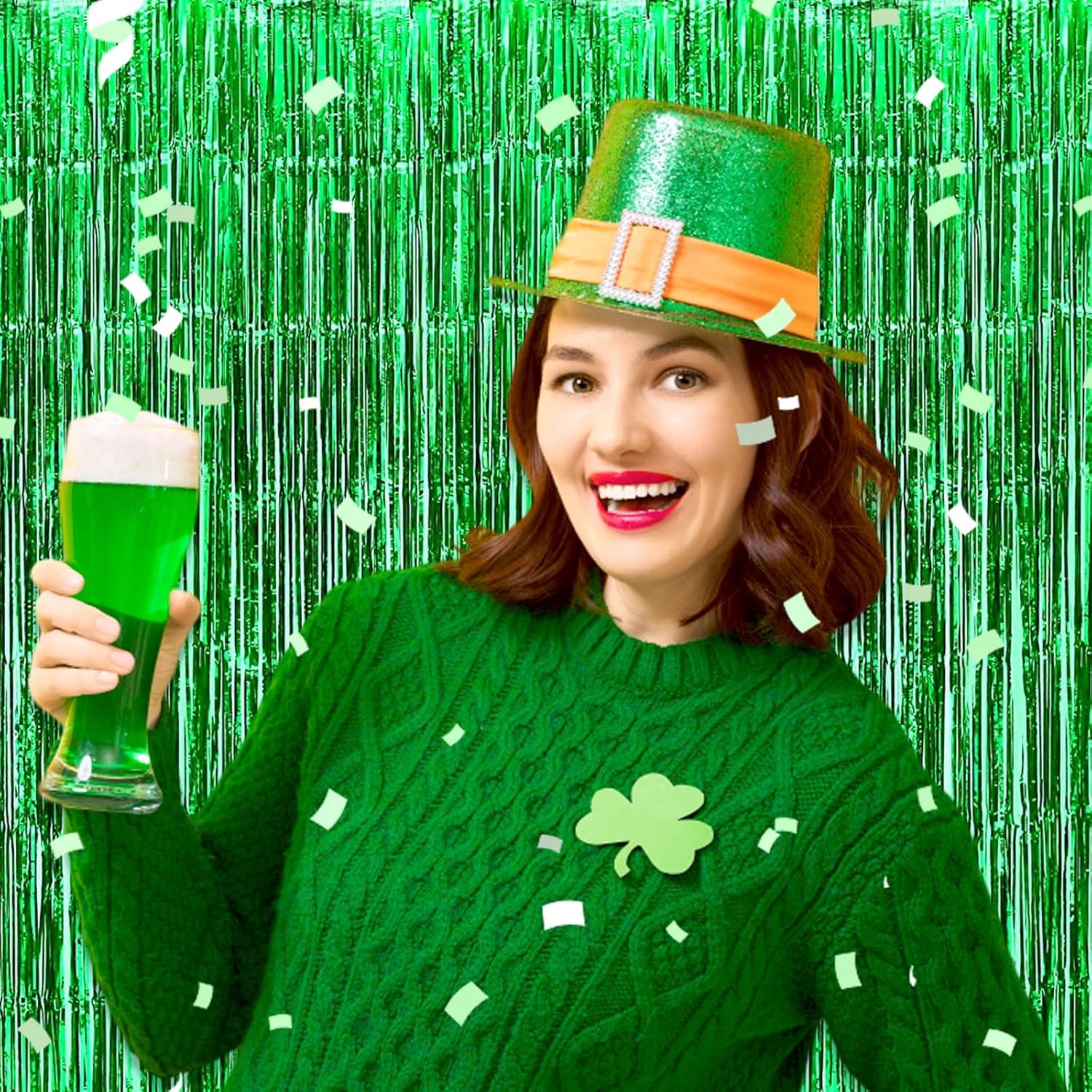 Perdea Franjurata, Model Decor Petrecere, pentru Fundal de Poze, Amenajare Colorata a Petrecerii, Dimensiune 100x200 cm, Verde [4]