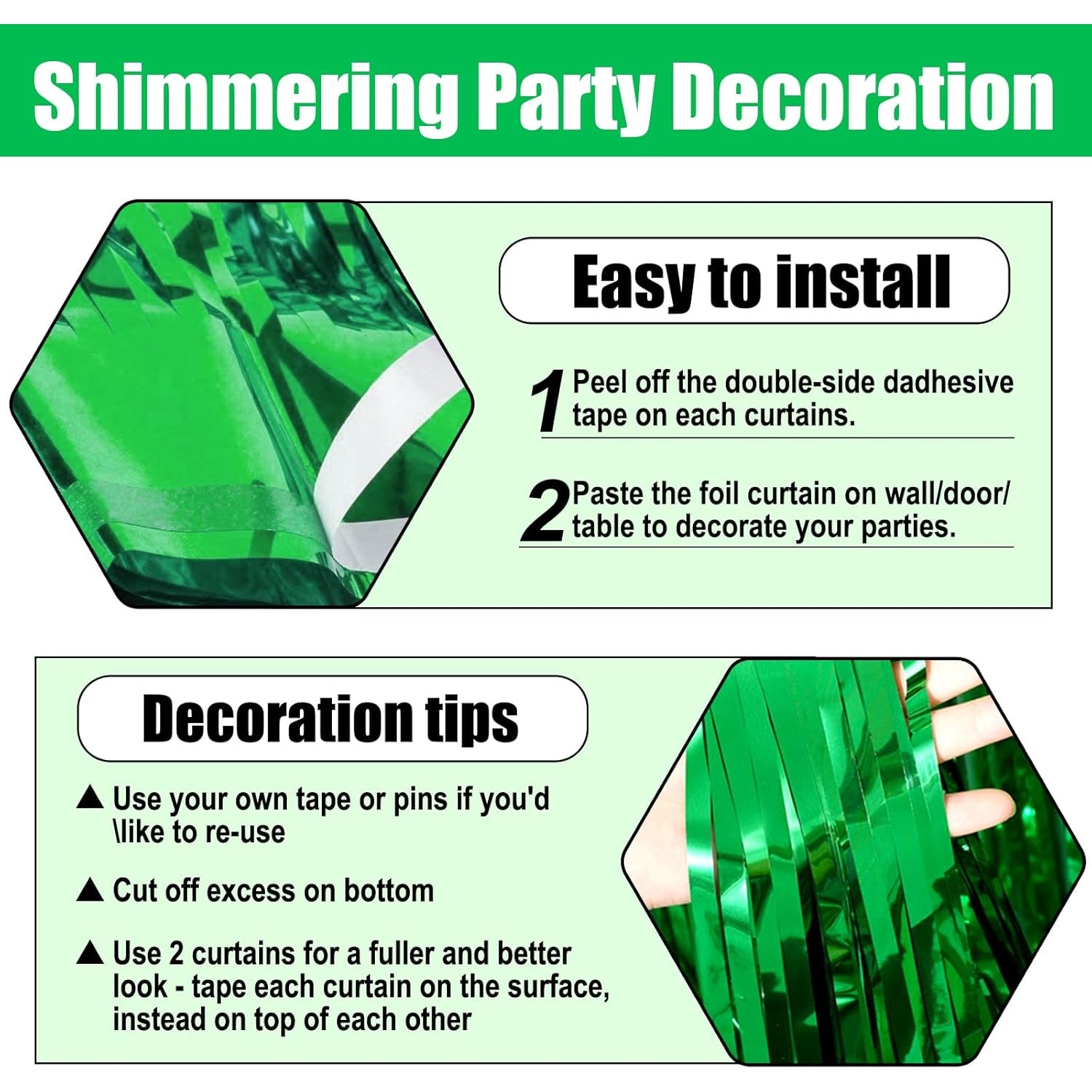 Perdea Franjurata, Model Decor Petrecere, pentru Fundal de Poze, Amenajare Colorata a Petrecerii, Dimensiune 100x200 cm, Verde [5]