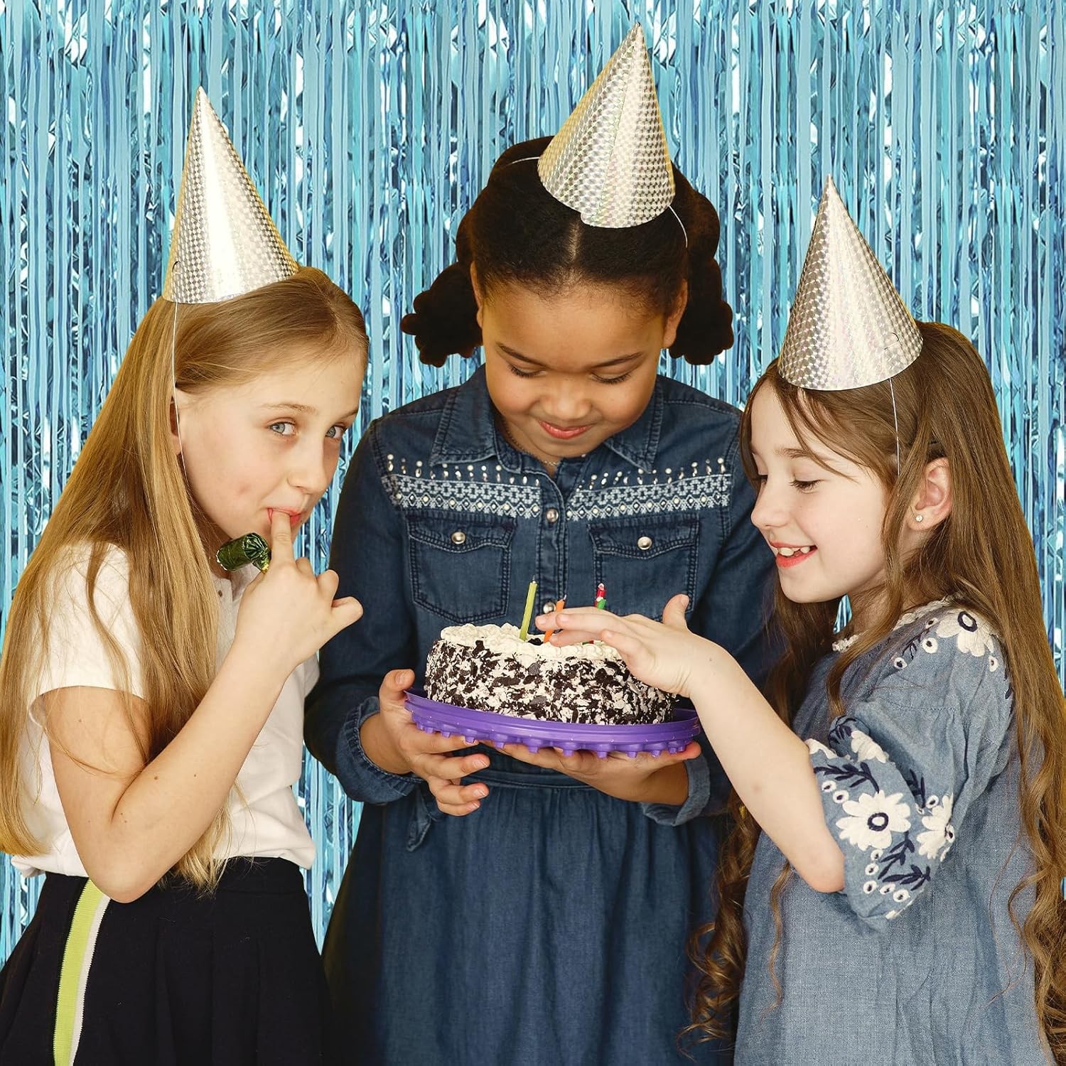 Perdea Franjurata, Model Decor Petrecere, pentru Fundal de Poze, Amenajare Colorata a Petrecerii, Dimensiune 100x200 cm, Albastru Deschis [4]