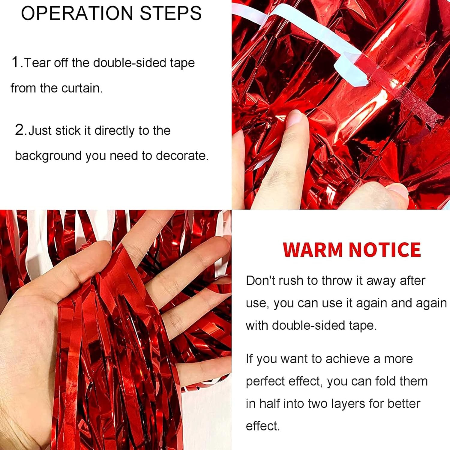 Perdea Franjurata, Model Decor Petrecere, pentru Fundal de Poze, Amenajare Colorata a Petrecerii, Dimensiune 100x200 cm, Rosu [2]