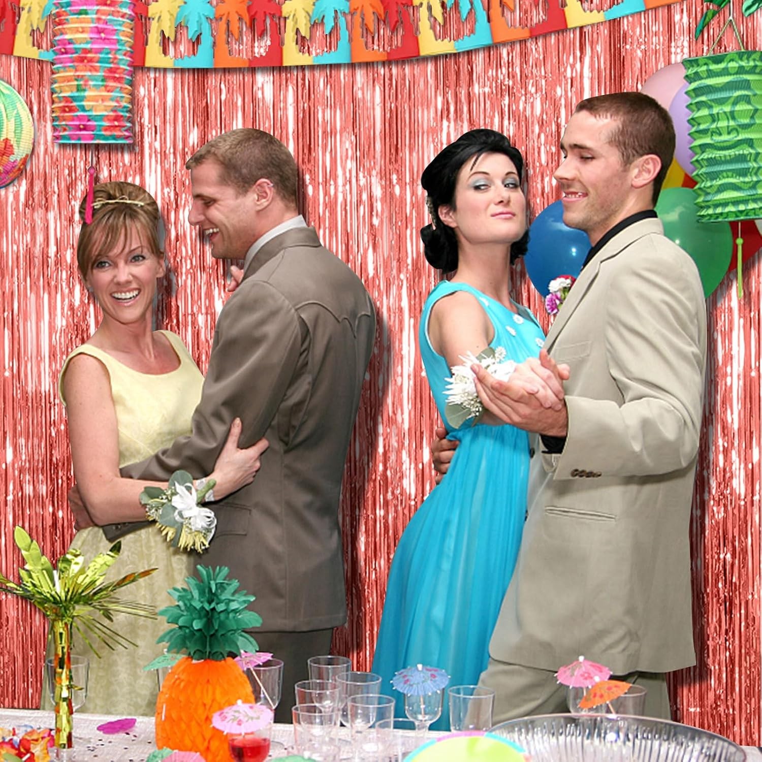 Perdea Franjurata, Model Decor Petrecere, pentru Fundal de Poze, Amenajare Colorata a Petrecerii, Dimensiune 100x200 cm, Rose Gold [2]