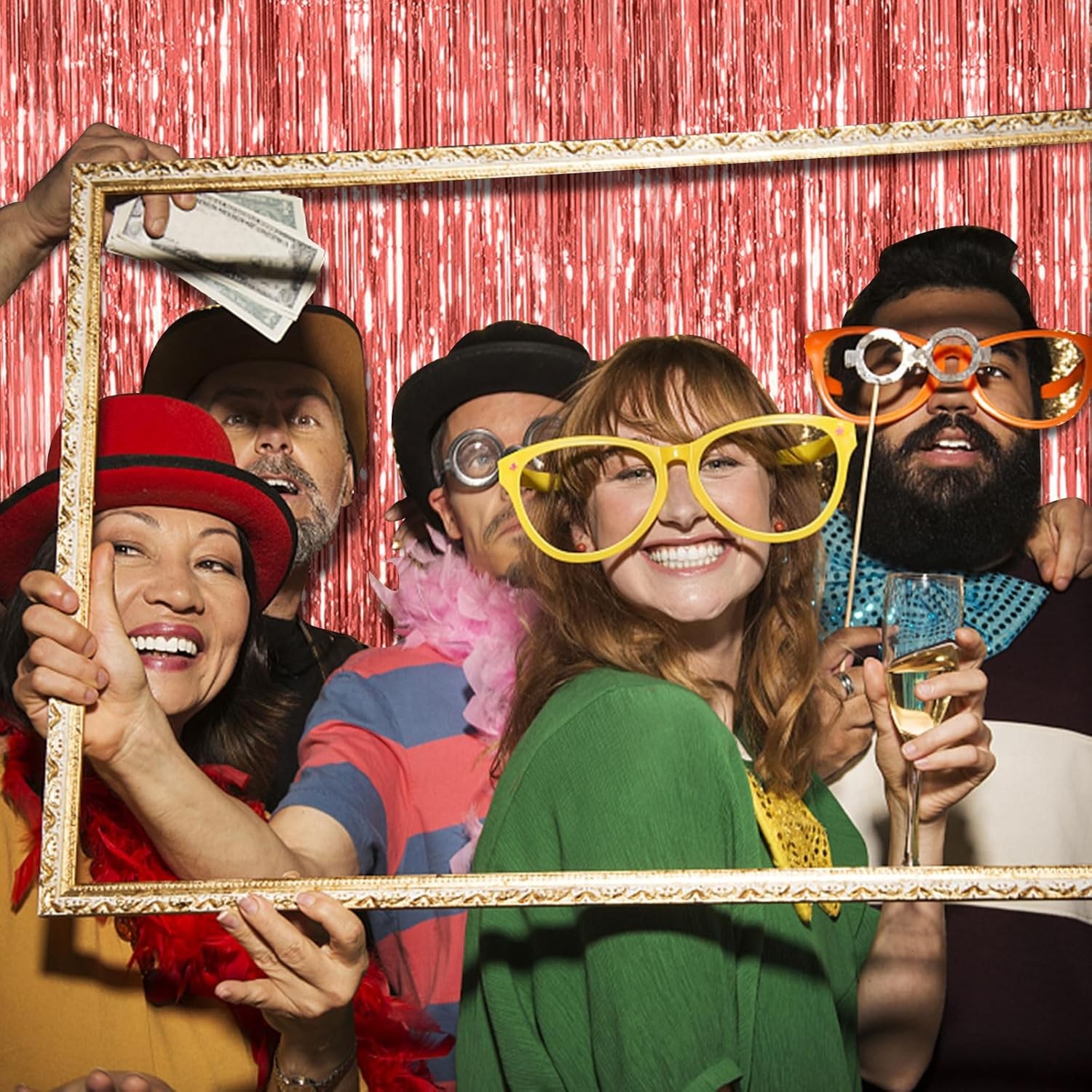 Perdea Franjurata, Model Decor Petrecere, pentru Fundal de Poze, Amenajare Colorata a Petrecerii, Dimensiune 100x200 cm, Rose Gold [4]