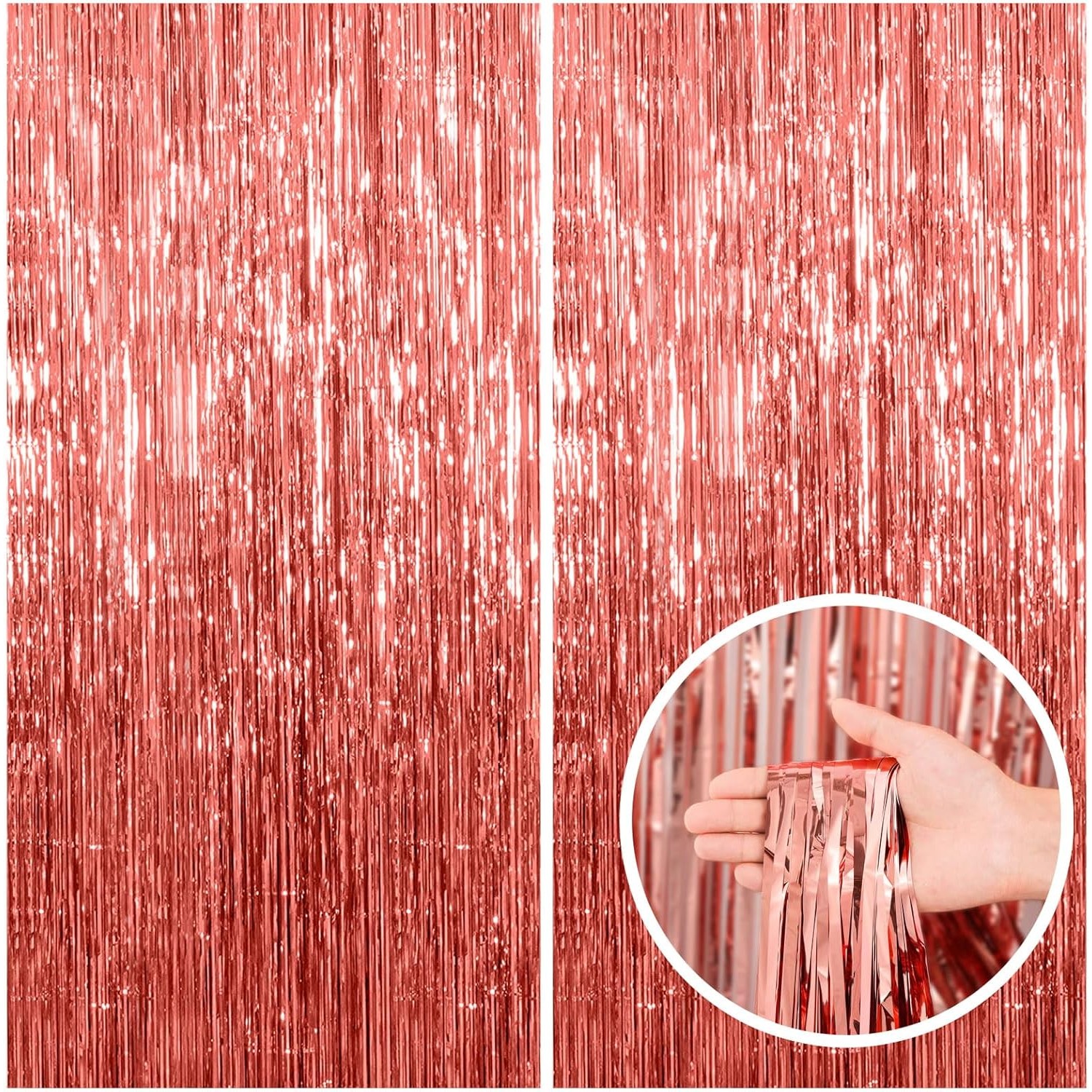 Perdea Franjurata, Model Decor Petrecere, pentru Fundal de Poze, Amenajare Colorata a Petrecerii, Dimensiune 100x200 cm, Rose Gold [6]