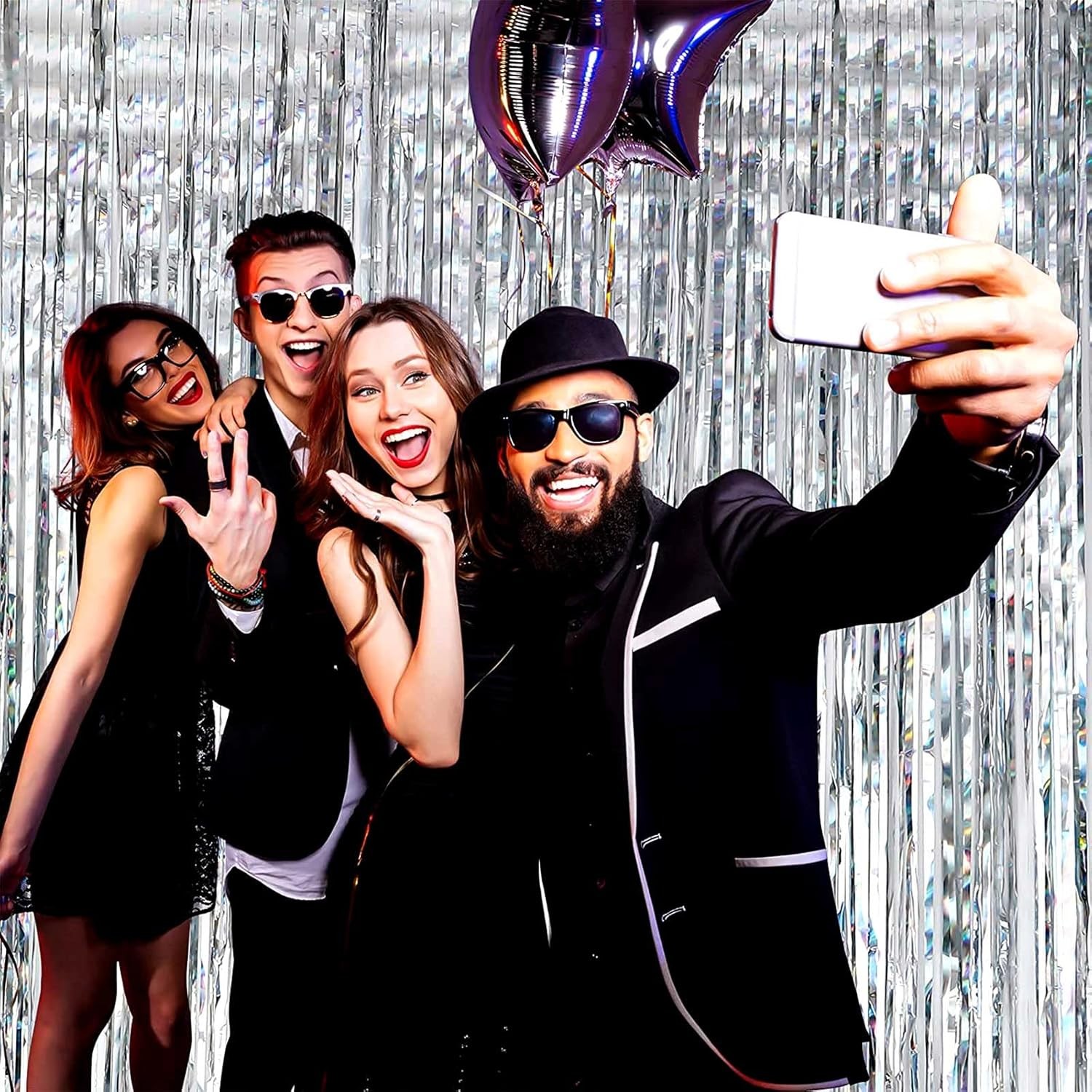 Perdea Franjurata, Model Decor Petrecere, pentru Fundal de Poze, Amenajare Colorata a Petrecerii, Dimensiune 100x200 cm, Argintiu [1]