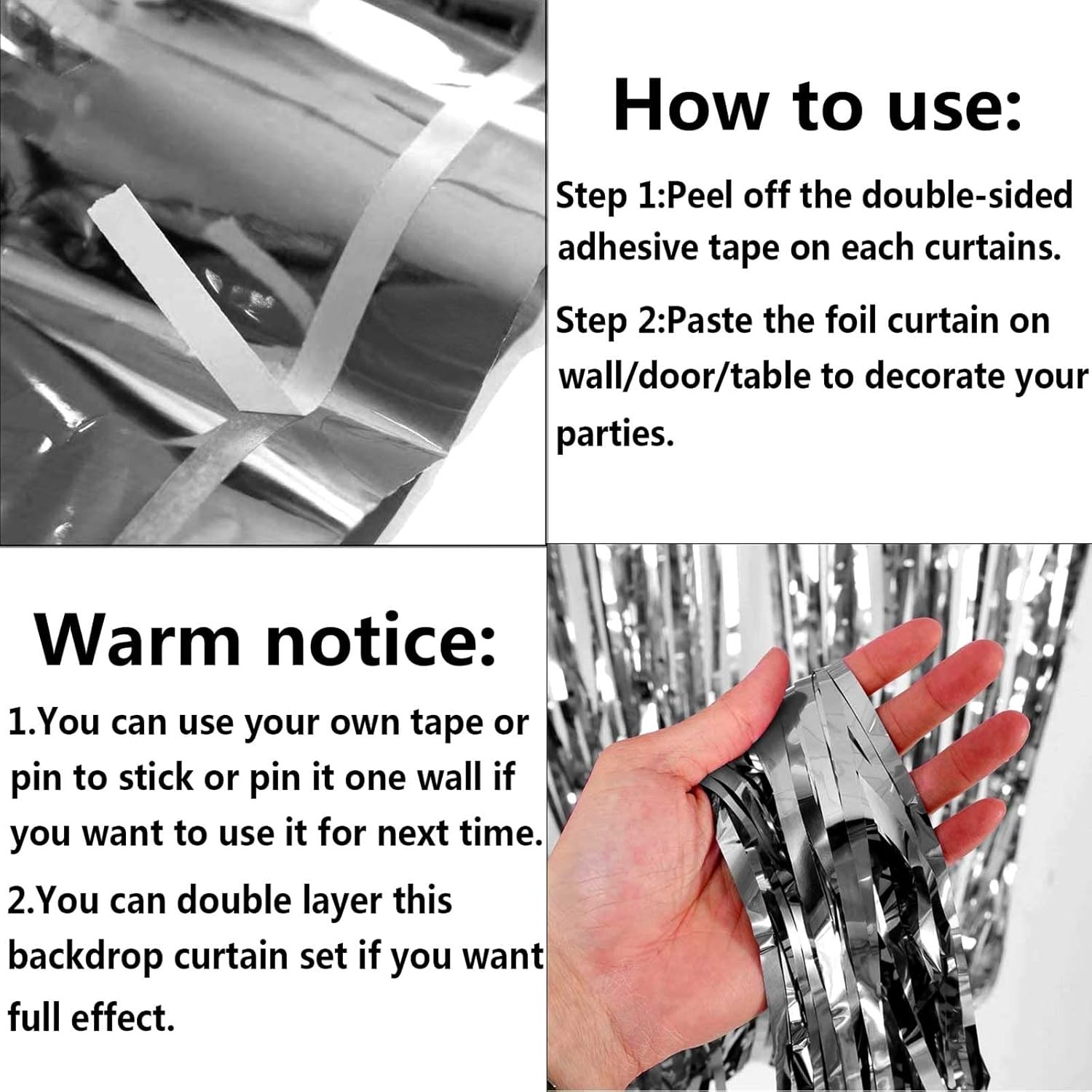 Perdea Franjurata, Model Decor Petrecere, pentru Fundal de Poze, Amenajare Colorata a Petrecerii, Dimensiune 100x200 cm, Argintiu [5]