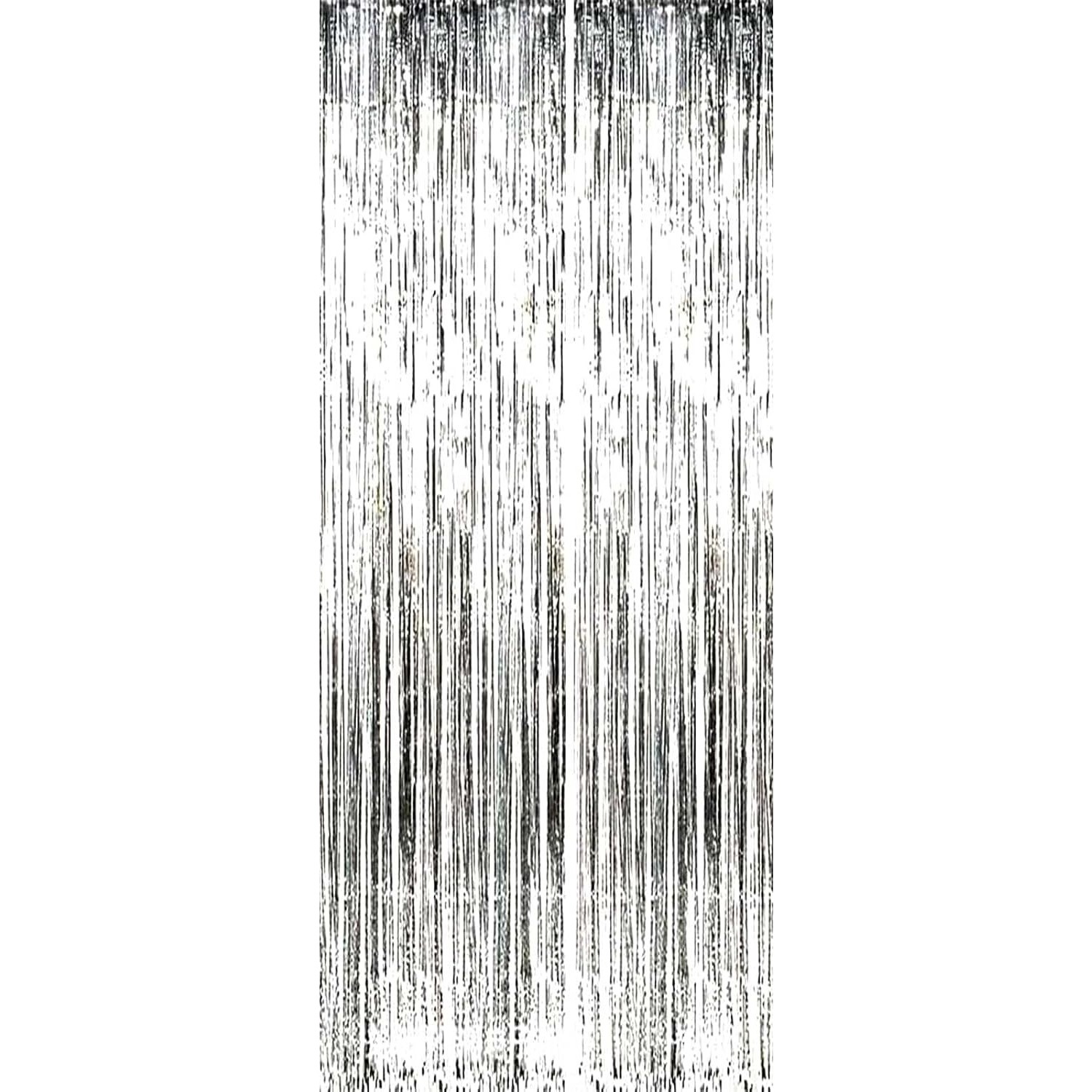 Fete Masa si Perdele Franjurate - Perdea Franjurata, Model Decor Petrecere, pentru Fundal de Poze, Amenajare Colorata a Petrecerii, Dimensiune 100x200 cm, Argintiu