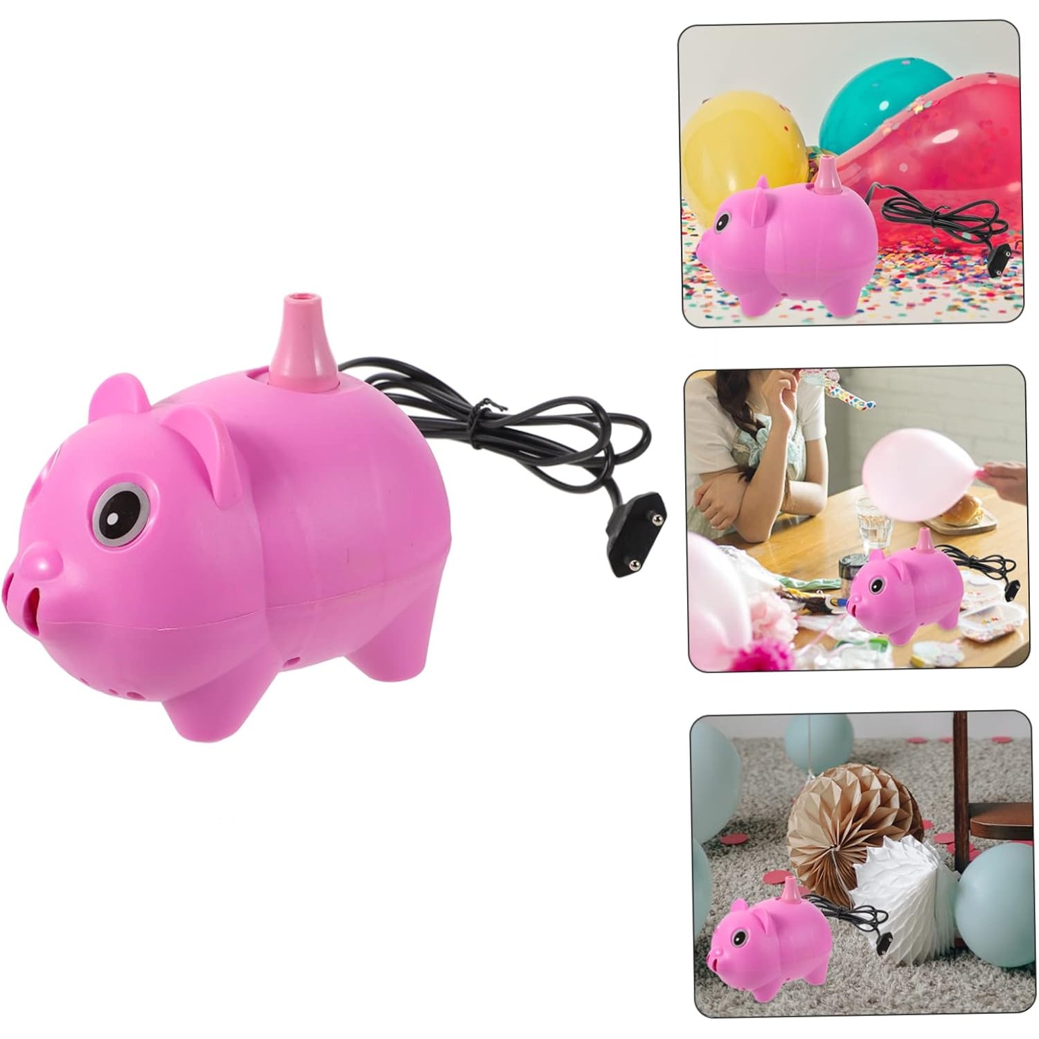 Pompa Electrica Pentru Umflat Baloane, 380 W, din Plastic, Model Porc, Roz [1]