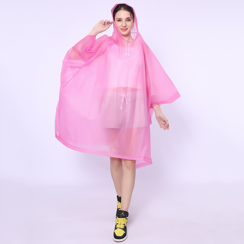 Pelerina de Ploaie, pentru Adulti, EVA, Tip Poncho, Impermeabila, Rezistenta la Vant, Capse Laterale, 160 g, Roz [2]