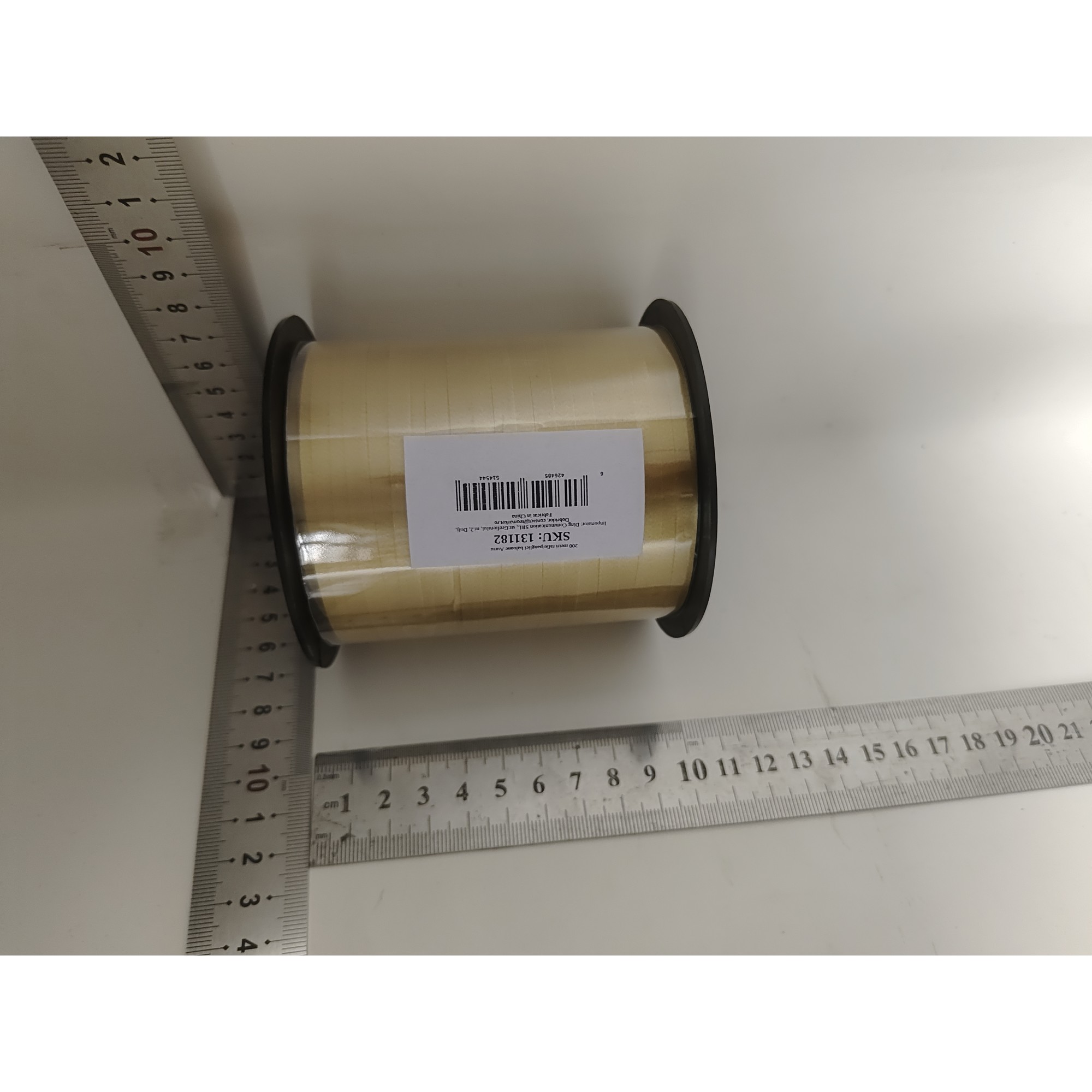 Panglica pentru Baloane, Rola de 200 de Metri, din Rafie, Aurie [1]