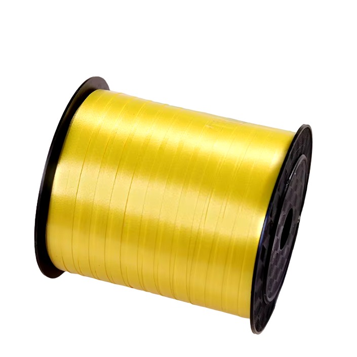 Accesorii Baloane - Panglica pentru Baloane, Rola de 200 de Metri, din Rafie, Aurie