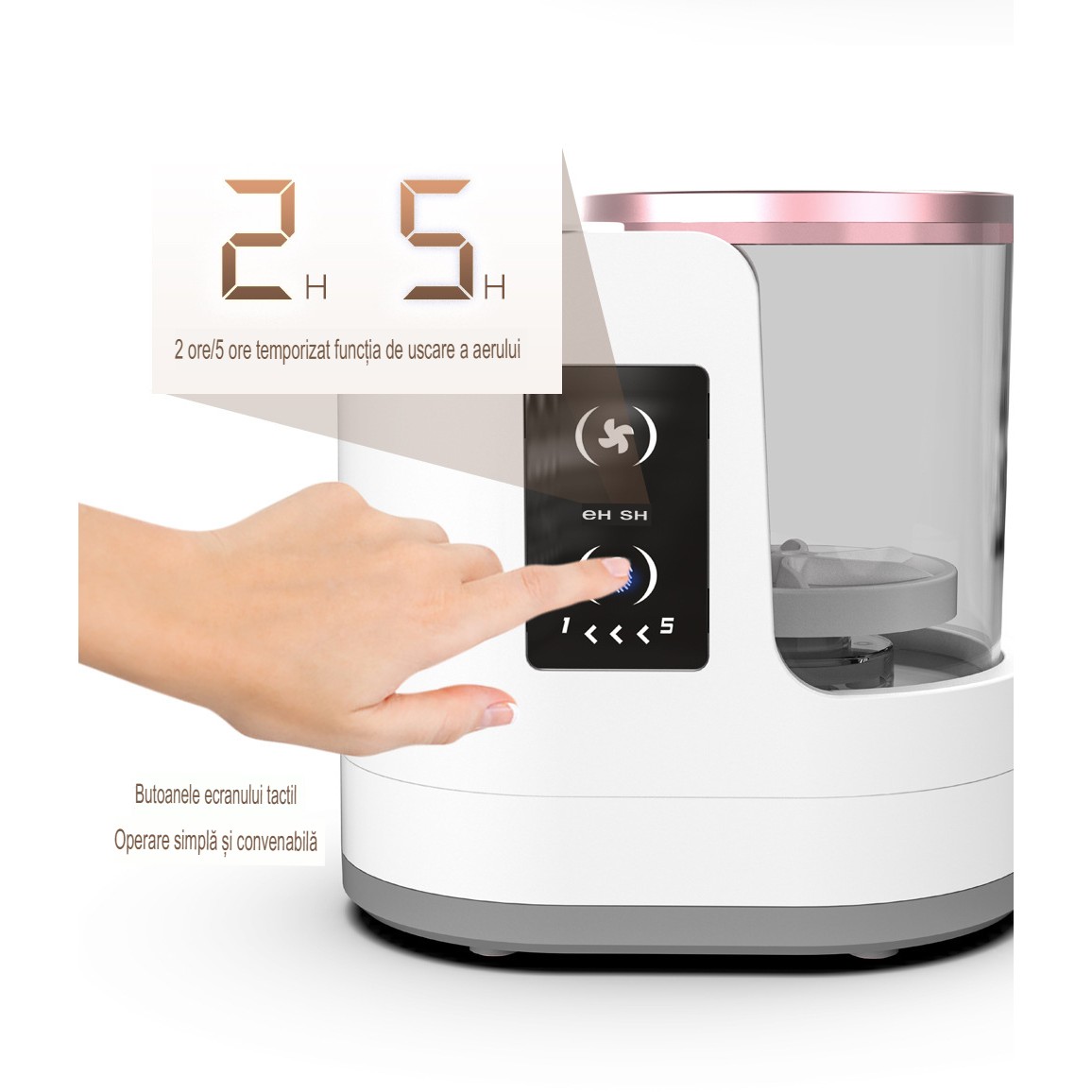 Dispozitiv Portabil de Curatare a Pensulelor de Machiaj, cu Functie de Uscare, 5V, 850RPM, Cablu 1.2 m, 17.3 x 12.1 x 17.5 cm, Alb [4]