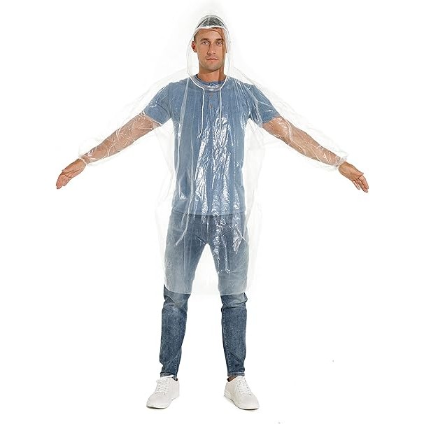 Pelerine, Umbrele si Accesorii - Pelerina de Ploaie, pentru Adulti, 150 x 90 cm, Tip Poncho, Impermeabila, de Unica Folosinta, 30 g, Transparent