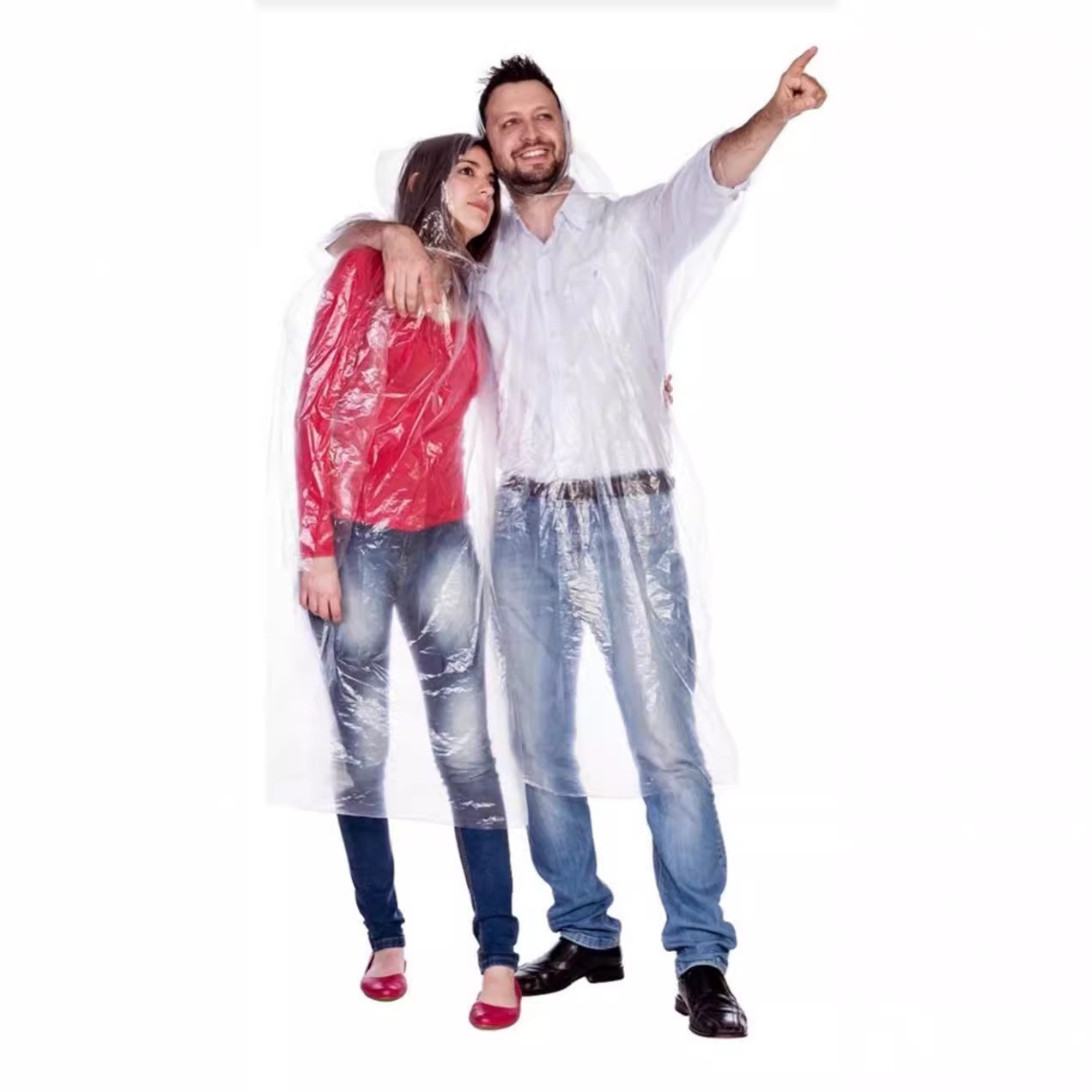 Pelerina de Ploaie, pentru Adulti, 150 x 90 cm, Tip Poncho, Impermeabila, de Unica Folosinta, 30 g, Transparent [4]