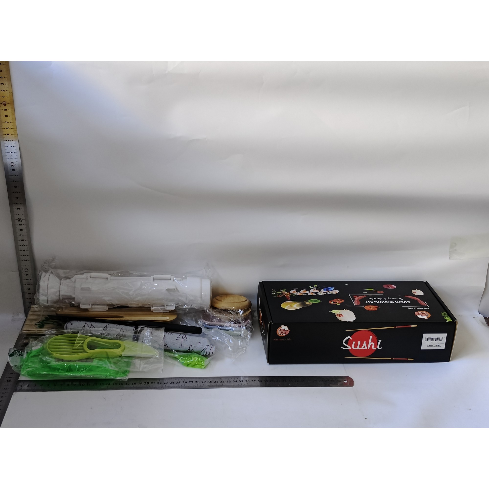 Set Ustensile pentru Sushi, Set din 31 Accesorii pentru Sushi, Set pentru Sushi HOME MADE, Cutit Inclus, Forme, Betisoare, Multicolor [1]