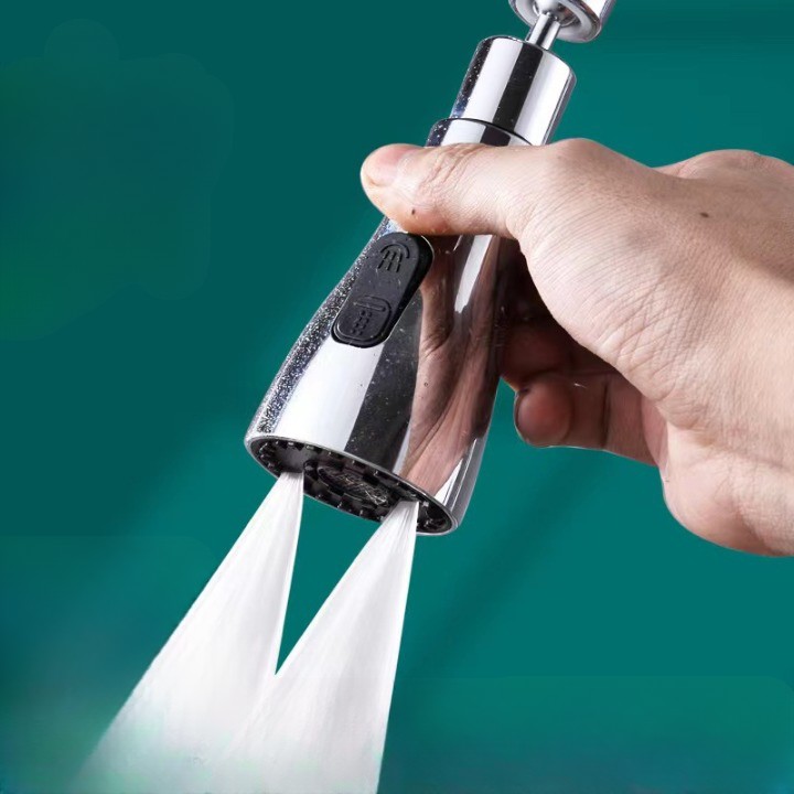 Extensie Robinet Bucatarie, Universal, 3 Moduri de Curgere Apa, Otel Inoxidabil, Rotire 360 de Grade, Cap Pivotant, Adaptor Baterie Bucatarie, 9.7x5.1 cm, Gri [3]