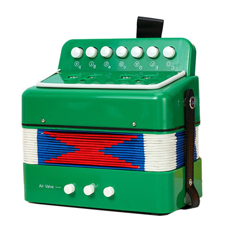Jucarii pentru copii - Acordeon Pentru Copii, Acordeon Jucarie pentru Educatie Timpurie, 7 butoane 2 bass, Acordeon Instrument Muzical pentru Copii, 18 x 17 x 10 cm, Verde