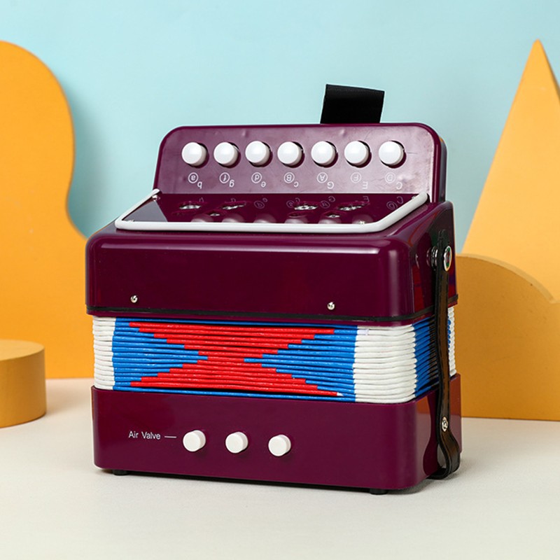 Acordeon Pentru Copii, Acordeon Jucarie pentru Educatie Timpurie, 7 butoane 2 bass, Acordeon Instrument Muzical pentru Copii, 18 x 17 x 10 cm, Mov [1]