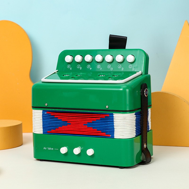Acordeon Pentru Copii, Acordeon Jucarie pentru Educatie Timpurie, 7 butoane 2 bass, Acordeon Instrument Muzical pentru Copii, 18 x 17 x 10 cm, Verde [1]