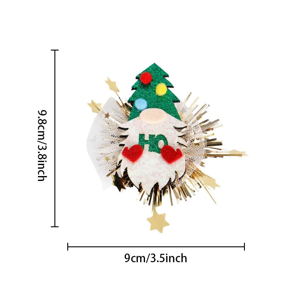 Agrafa de Par, Tema Craciun, Model Gnom, din Panza, 9.8 x 9 cm, Multicolor [1]