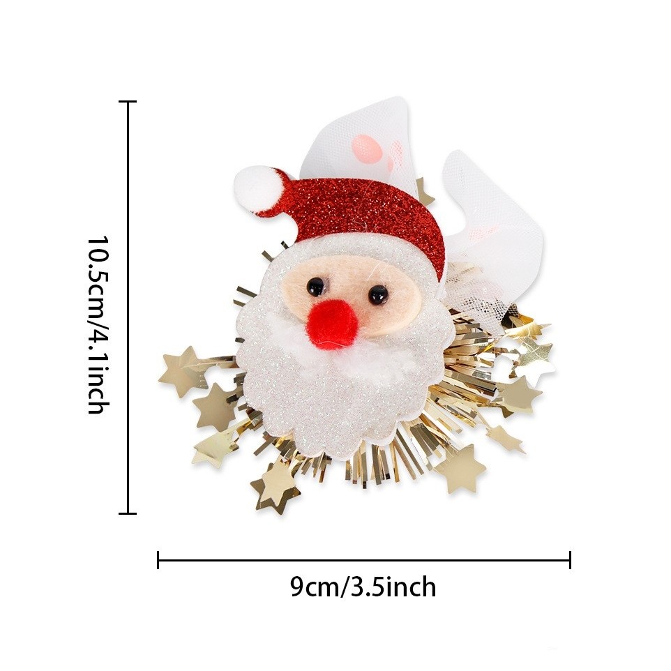 Agrafa de Par, Tema Craciun, Model Mos Craciun, din Panza, 10.5 x 9 cm, Multicolor [1]