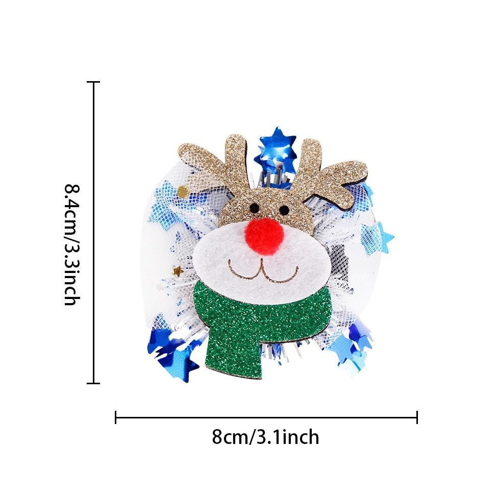 Agrafa de Par, Tema Craciun, Model Ren, din Panza, 8.4 x 8 cm, Multicolor [1]