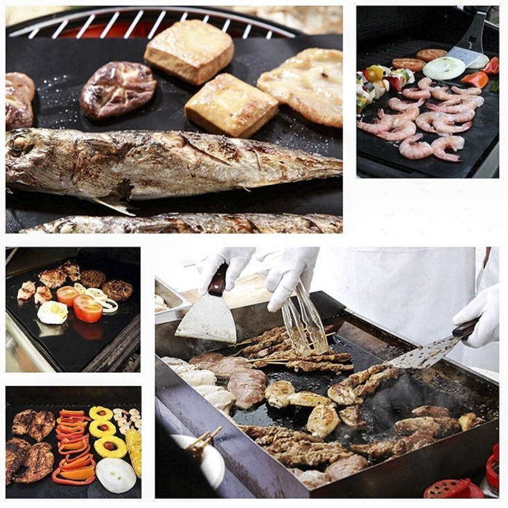 Set 4 Folii Antiaderente din Teflon, Multifunctionale, Rezistente la Apa si Temperaturi Ridicate, pentru Gratar, Cuptor, BBQ Grill, 40x33 cm, Negru [5]