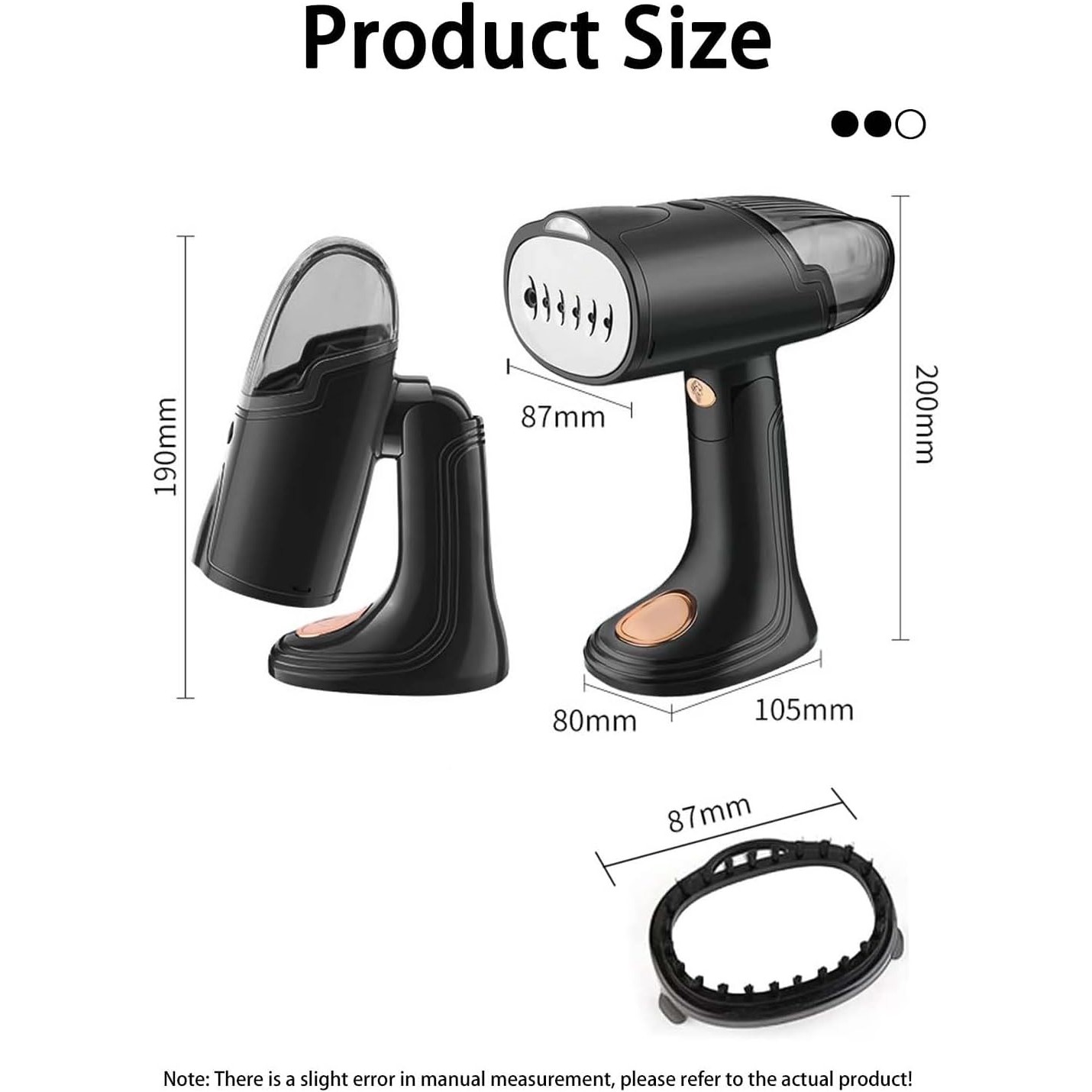 Aparat de Calcat Vertical Portabil cu Abur, Putere 1500W, Rezervor Detasabil de 138ml, Priza, Functie Anti Calcar si Auto Curatare, Pliabil, cu Perie, 20x10.5x8 cm, Negru [2]