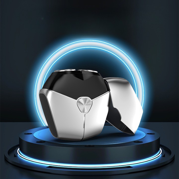 Aparat de Ras Portabil, 8W, Autonomie 60 min, Incarcare Cablu Type C Inclus, Periuta de Curatare, Husa, Reincarcabil, 7.3x7.5x3.3 cm, Gri [11]