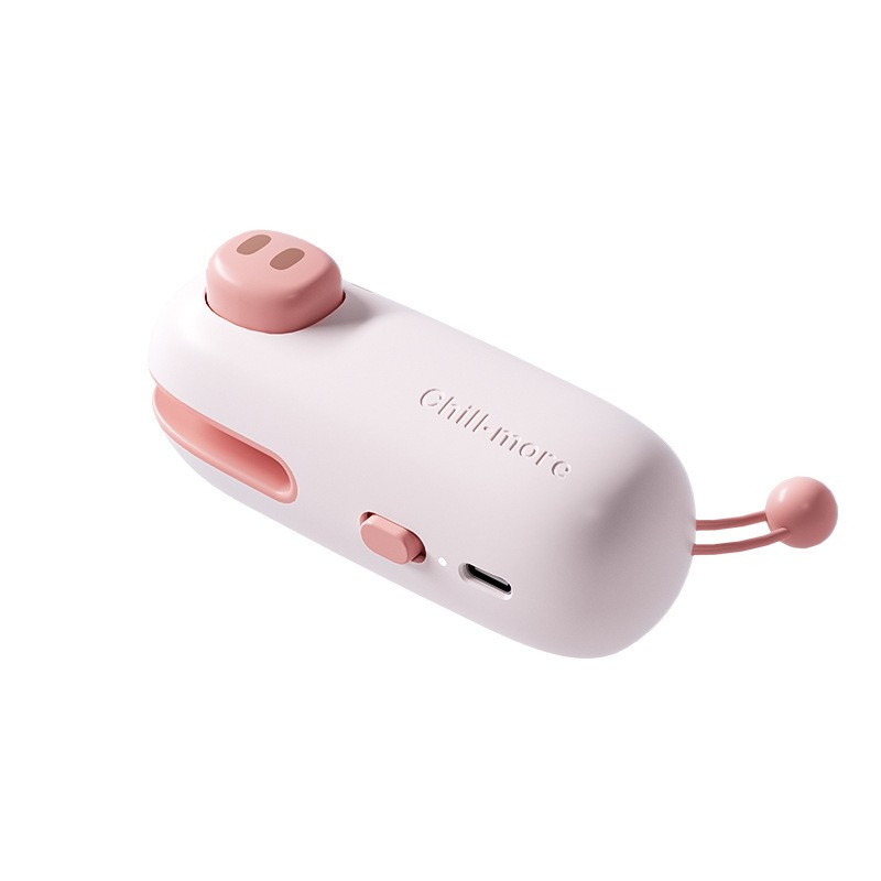 Aparat de Sigilat Ambalaje, Incarcare USB Tip C, 400 mAh, 10.2 x 3.7 x 4.3 cm, Model Porc, Roz [5]