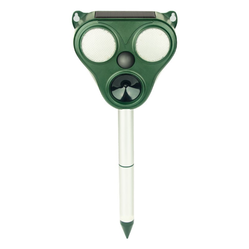 Articole pentru Gradina si Bricolaj - Aparat Solar LED cu Ultrasunete, Repelent pentru Animale Mari si Mici, Lumina Rosie si Alba, Anti Rozatoare, Anti Insecte, Frecventa 13.5KHZ-65 KHZ, Senzor PIR, 13 x 14.7 x 24.5 cm, Verde