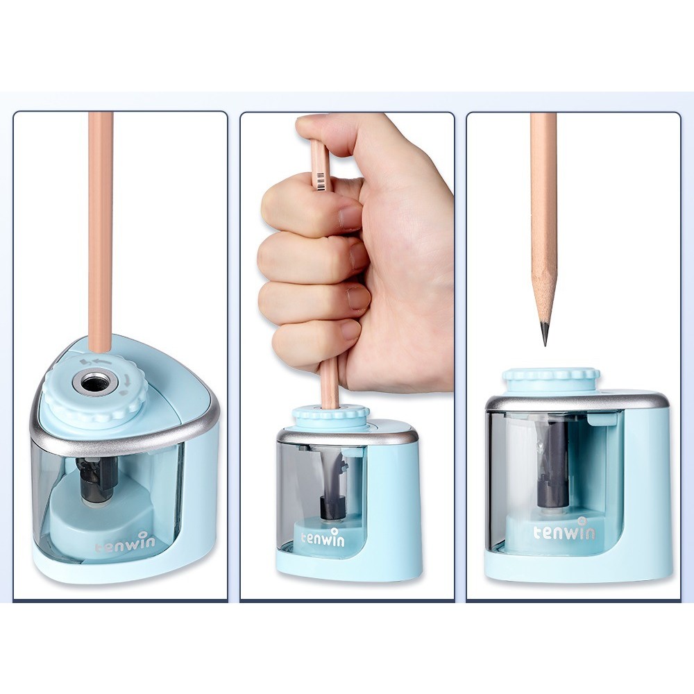 Ascutitoare Electrica Semi-Automata, din Plastic, Baterii 2 x AA (neincluse), 6.5 x 6.5 x 7.5 cm, Albastru [4]