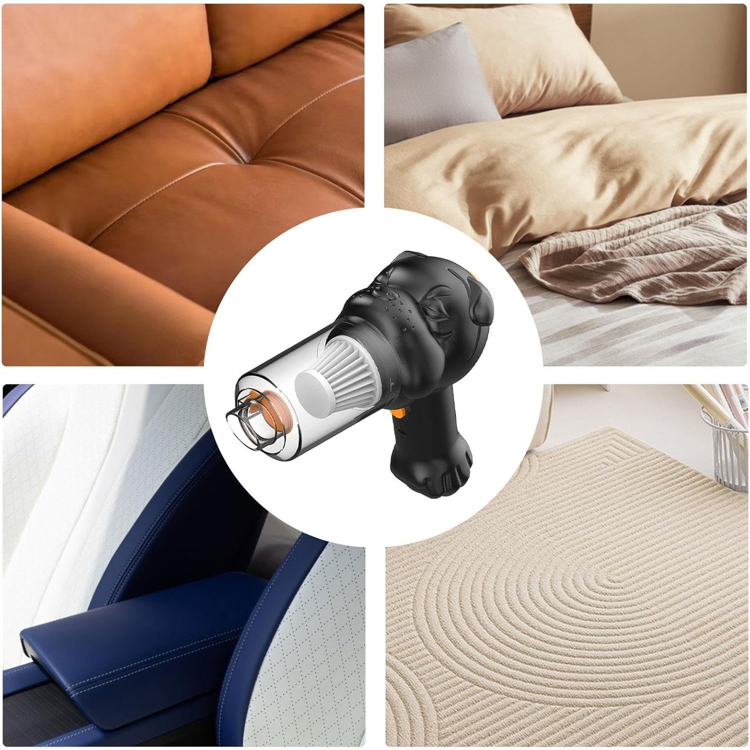 Aspirator Auto 4 in 1 Portabil fara Fir, 120W, Autonomie 1-3 h, 2 Viteze, Aspirare Umeda/Uscata, Functia de Sulfare/Umflare, Negru [4]