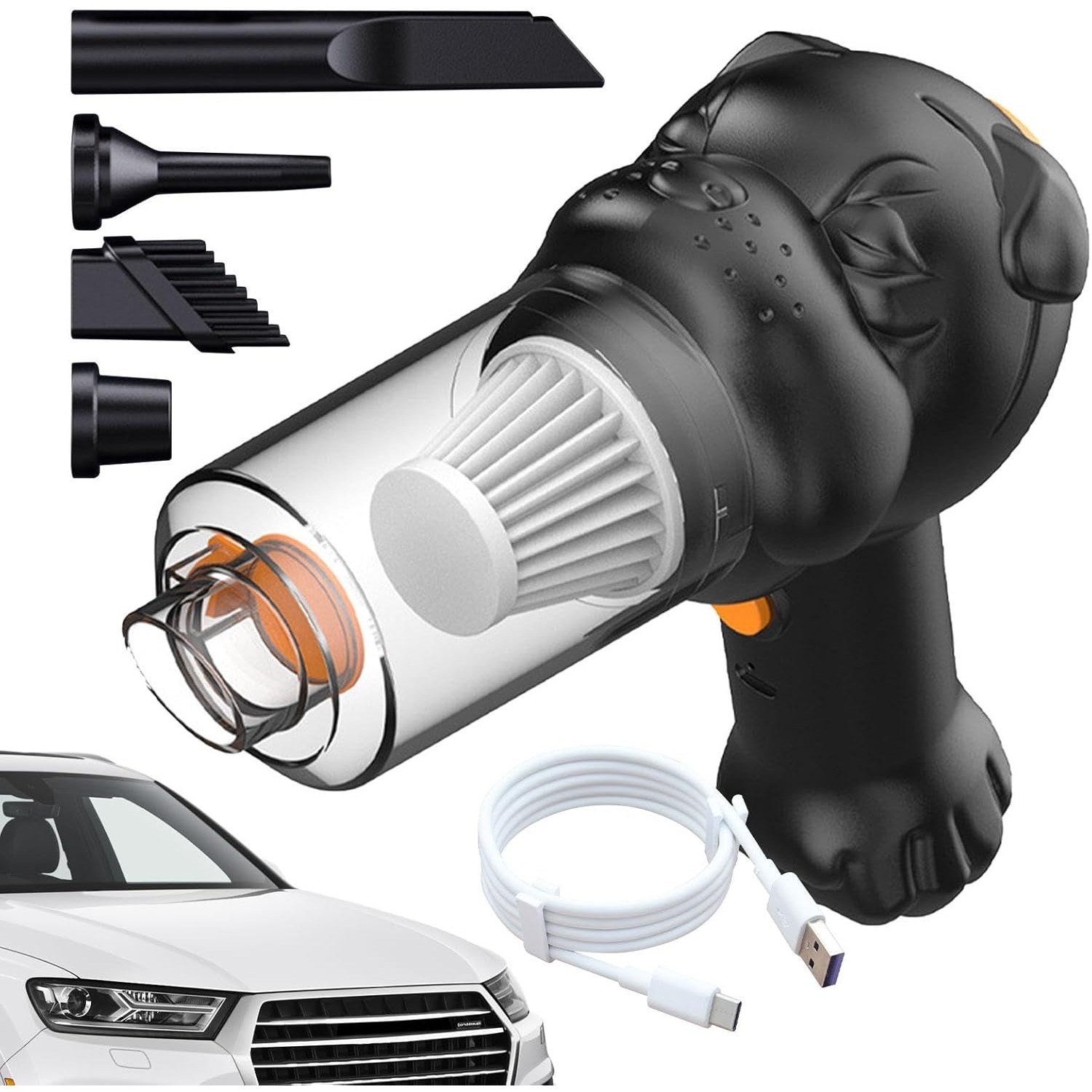 Aspirator Auto 4 in 1 Portabil fara Fir, 120W, Autonomie 1-3 h, 2 Viteze, Aspirare Umeda/Uscata, Functia de Sulfare/Umflare, Negru [5]