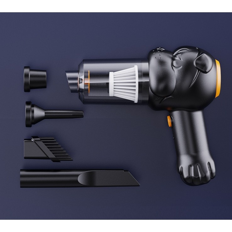 Aspirator Auto 4 in 1 Portabil fara Fir, 120W, Autonomie 1-3 h, 2 Viteze, Aspirare Umeda/Uscata, Functia de Sulfare/Umflare, Negru [1]