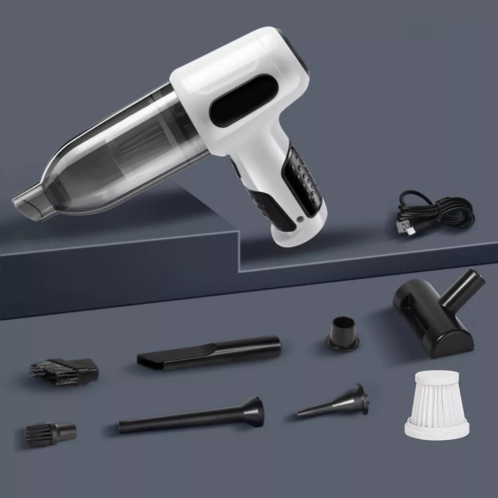 Aspirator Auto Tip Pistol, Aspirator cu Aspirare si Suflare, pentru Casa Masina, Multifunctional fara Fir, incarcare 4000mAh, Alb [2]