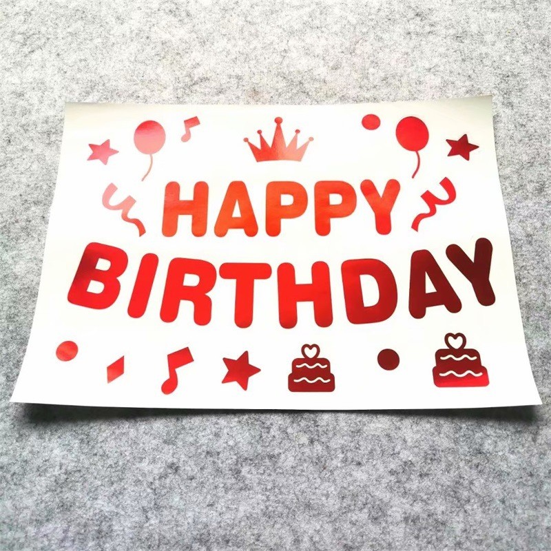 Sticker Autocolant pentru Baloane, Tematica Aniversare, Model Happy Birthday, 29x21 cm, Rosu [4]