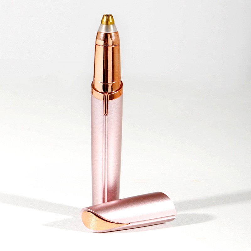 Trimmer Facial, pentru Sprancene, Incarcare USB, 1.5 x 13 cm, din ABS, Roz Auriu [4]