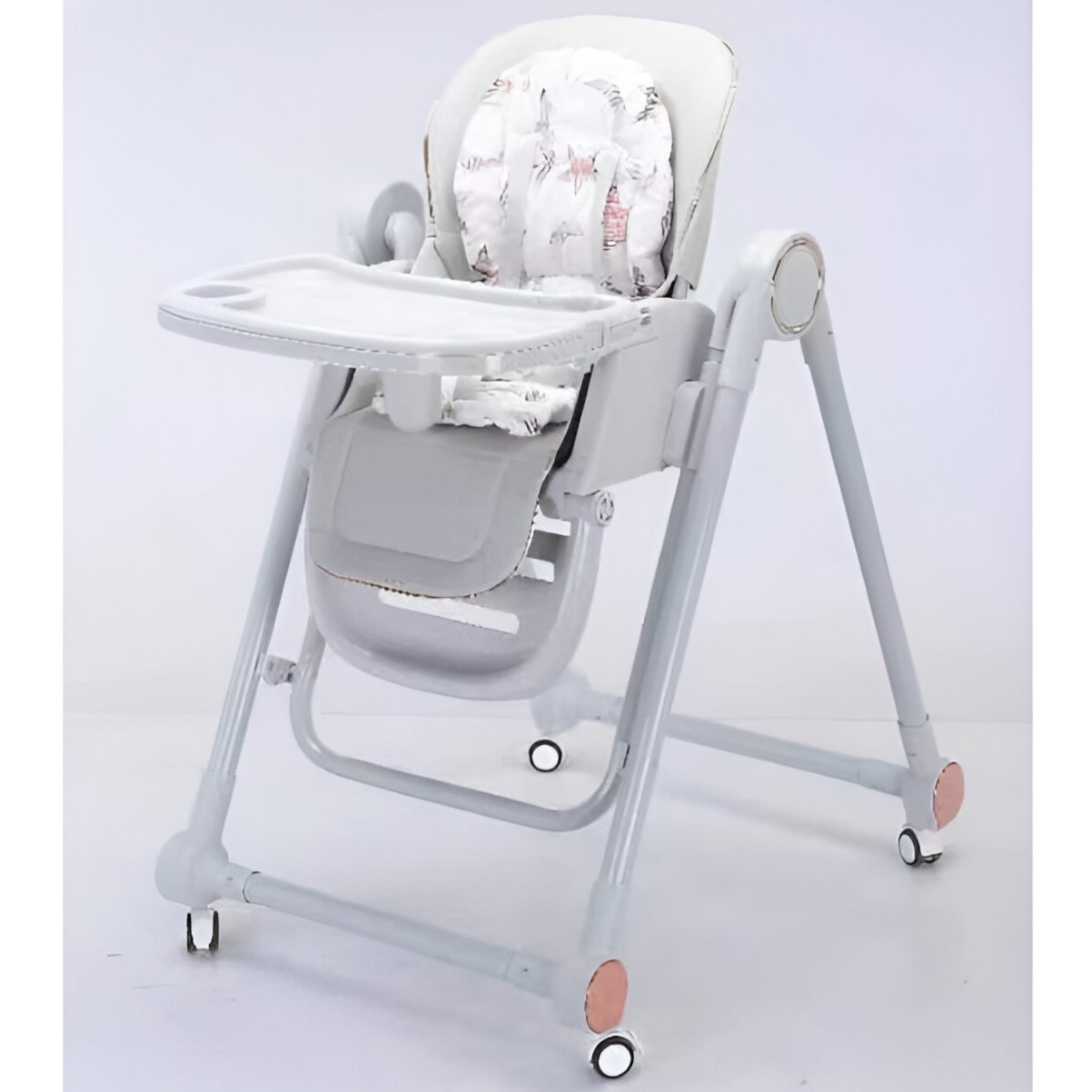 Scaun de Masa pentru Bebelusi si Copii, Tavita si Husa Detasabile, Multifunc?ional, Stabil, Centura de Siguranta, Inaltime Ajustabila, Spatar Reglabil Moale, Balansoar, de la 6 Luni, Gri [1]