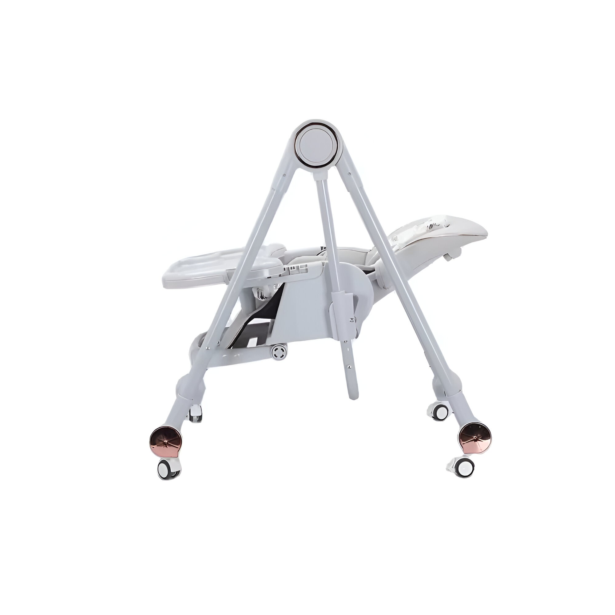 Scaun de Masa pentru Bebelusi si Copii, Tavita si Husa Detasabile, Multifunc?ional, Stabil, Centura de Siguranta, Inaltime Ajustabila, Spatar Reglabil Moale, Balansoar, de la 6 Luni, Gri [2]