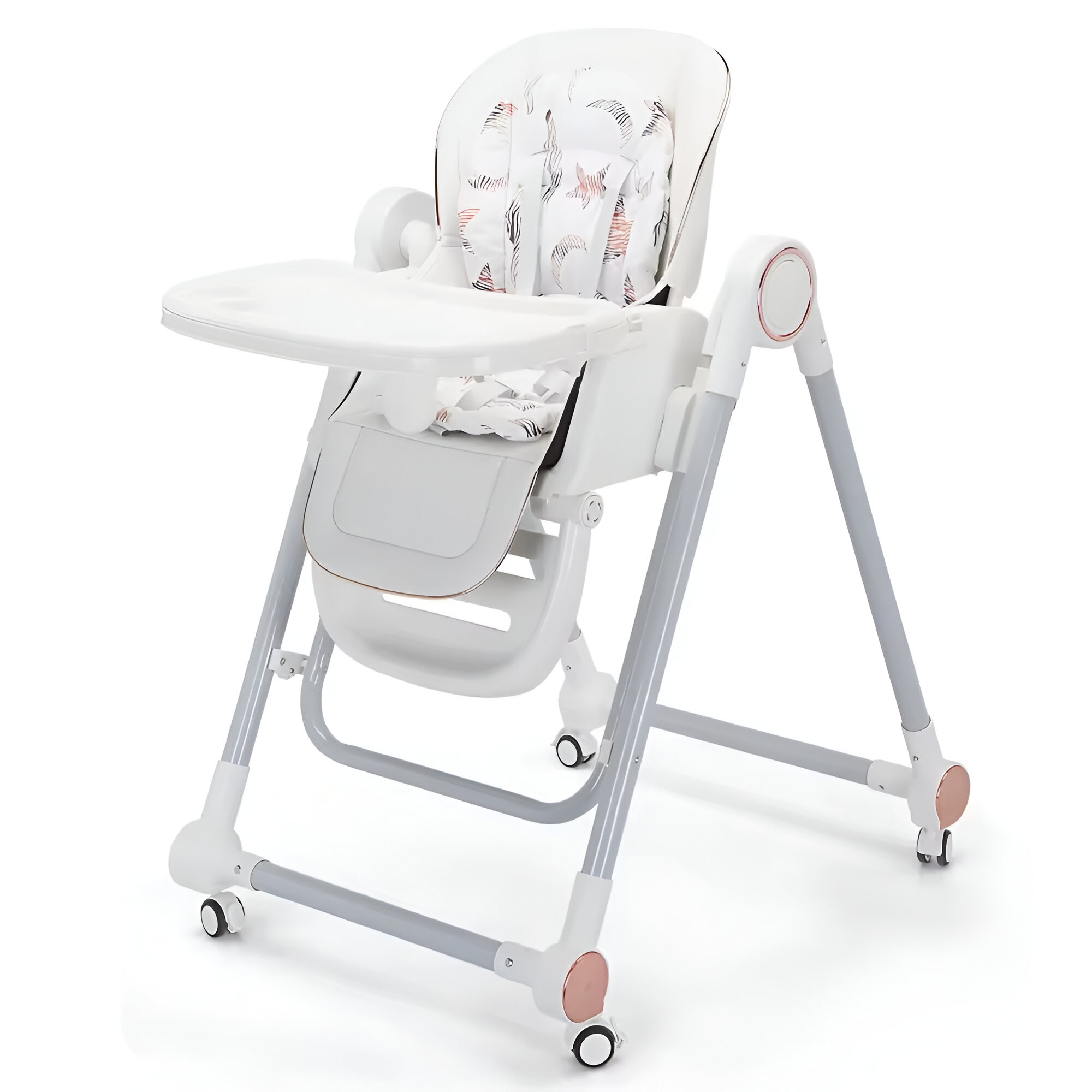 Scaun de Masa pentru Bebelusi si Copii, Tavita si Husa Detasabile, Multifunc?ional, Stabil, Centura de Siguranta, Inaltime Ajustabila, Spatar Reglabil Moale, Balansoar, de la 6 Luni, Alb [3]