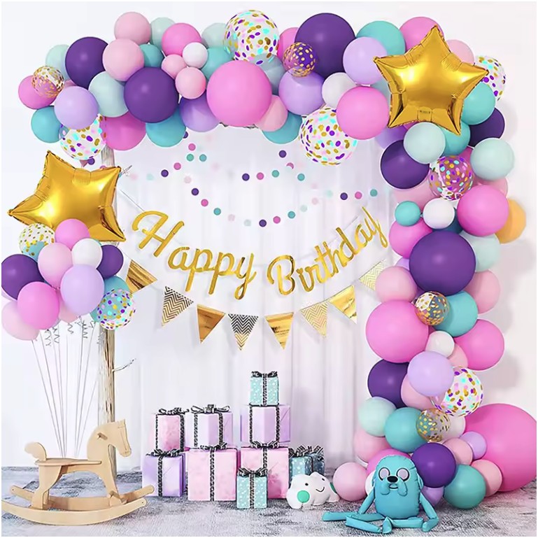 Seturi si Arcade Baloane - Baloane pentru Arcada HAPPY BIRTHDAY, baloane decorative din Latex, Set Mix 127 Baloane Colorate, Multicolor