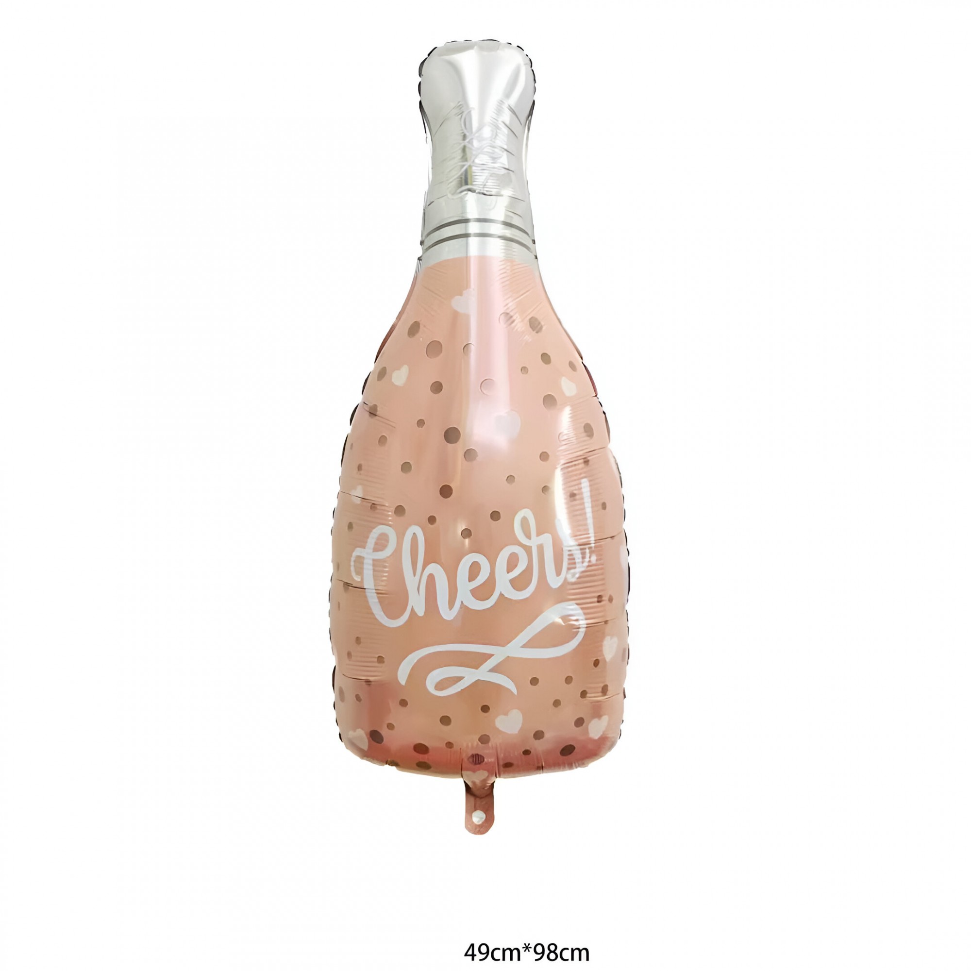 Balon din Folie Metalizata, Figurine, Model Sticla de Sampanie, 49x98 cm, Ambalaj Individual, Pai Inclus, Umflare cu Aer sau Heliu, Roz [1]