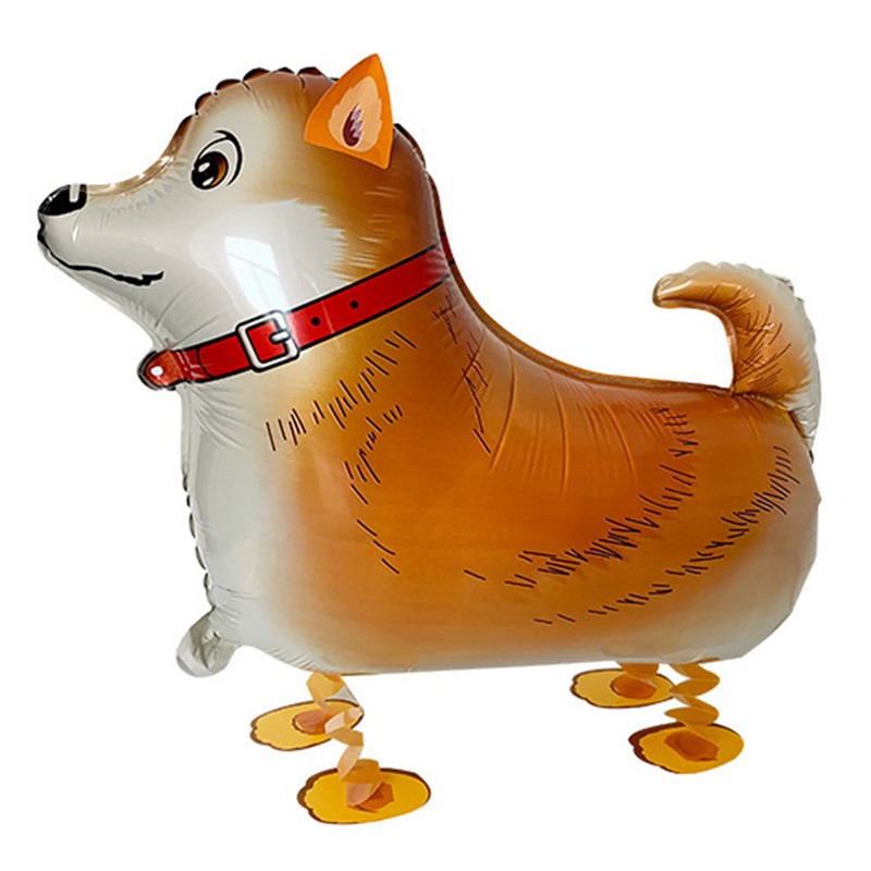 Figurine si Baloane 3D - Balon din Folie Metalizata, Figurina Animata, Model Catel, 59x44 cm, Ambalaj Individual, Pai Inclus, Umflare cu Aer sau Heliu, Maro inchis