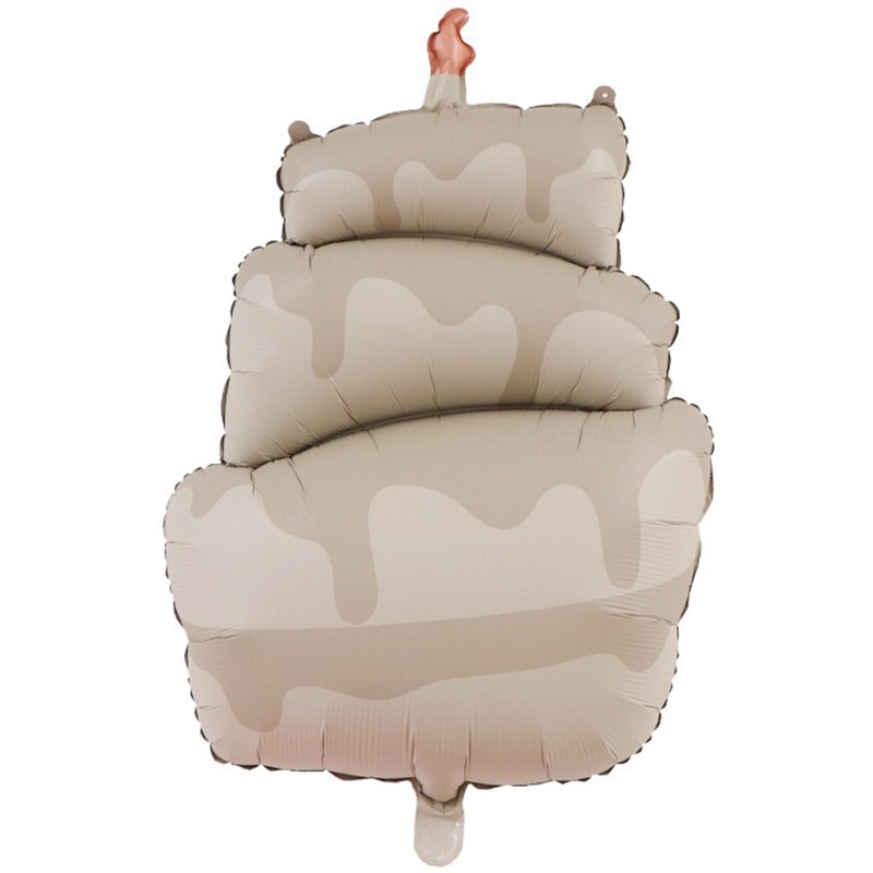 Figurine si Baloane 3D - Balon din Folie Metalizata, Figurina Animata, Model Tort, 96 x 55.5 cm, Ambalaj Individual, Pai Inclus, Umflare cu Aer sau Heliu, Maro