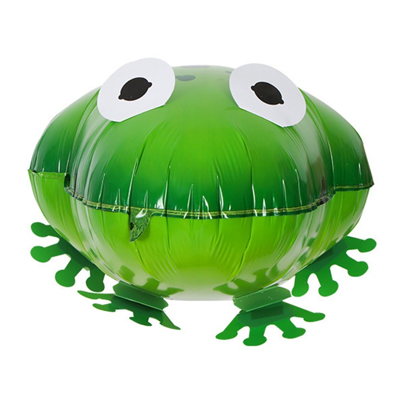 Figurine si Baloane 3D - Balon din Folie Metalizata, Figurina Animata, Model Broasca, 53x40 cm, Ambalaj Individual, Pai Inclus, Umflare cu Aer sau Heliu, Verde